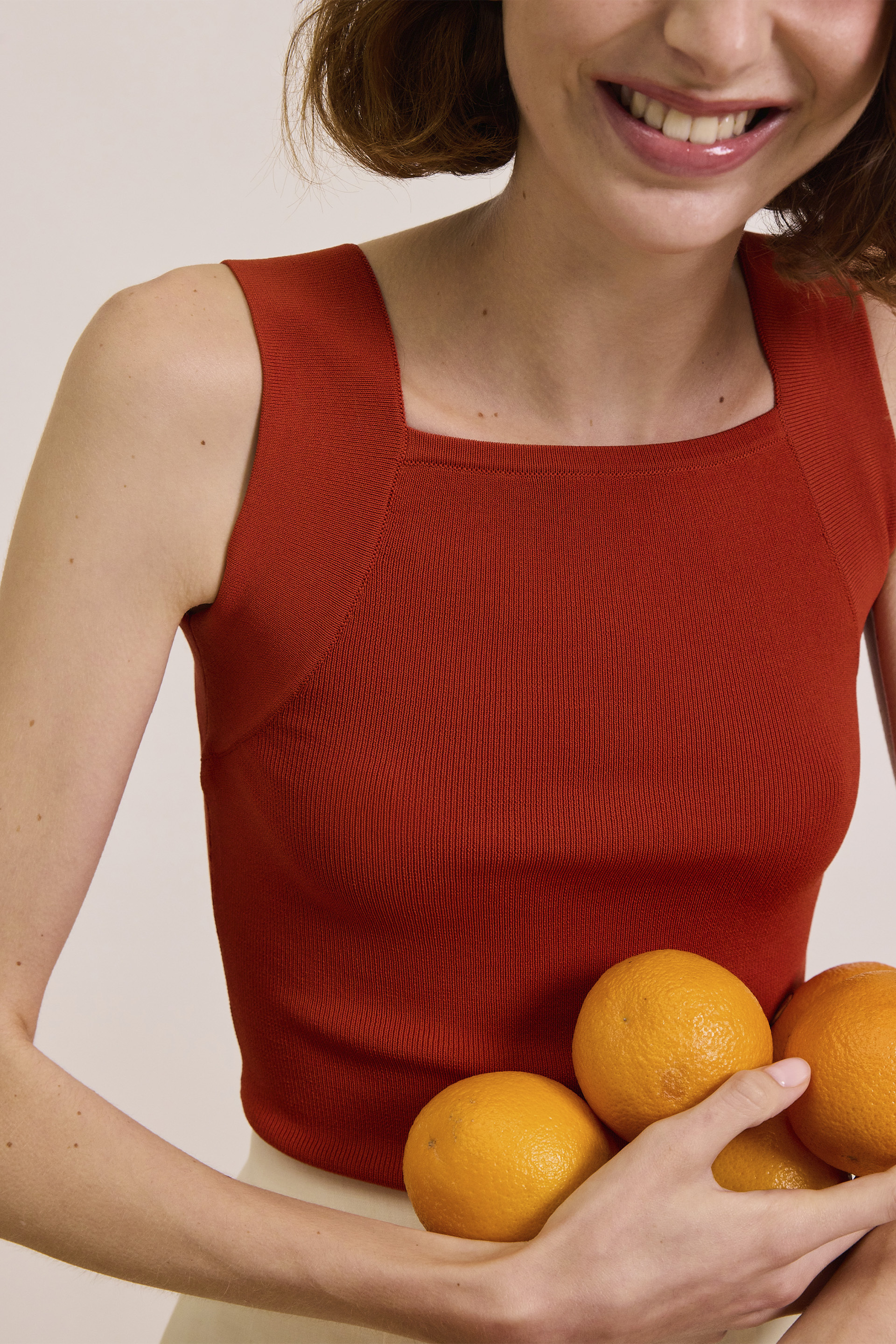 Square-Neck Knit Tank Top