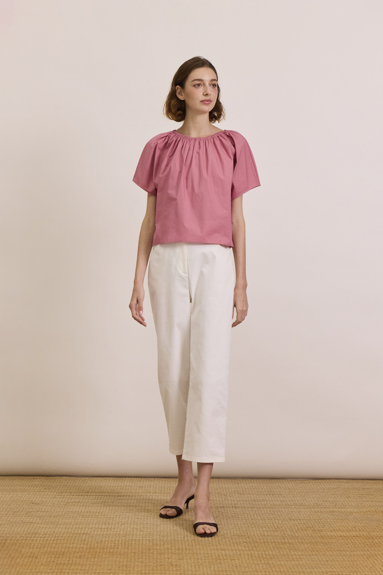 Cotton Gathered Cropped Top