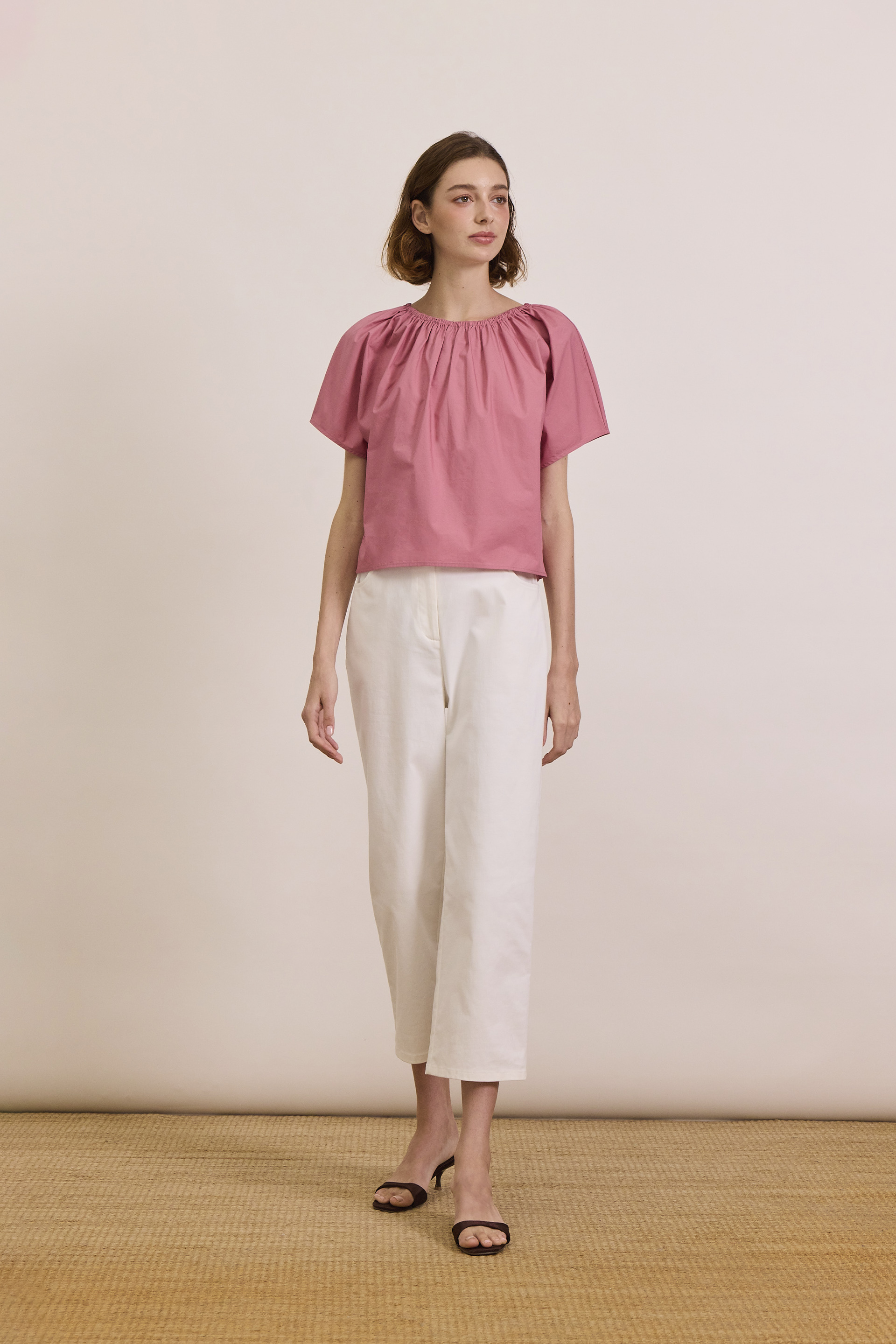 Cotton Gathered Cropped Top