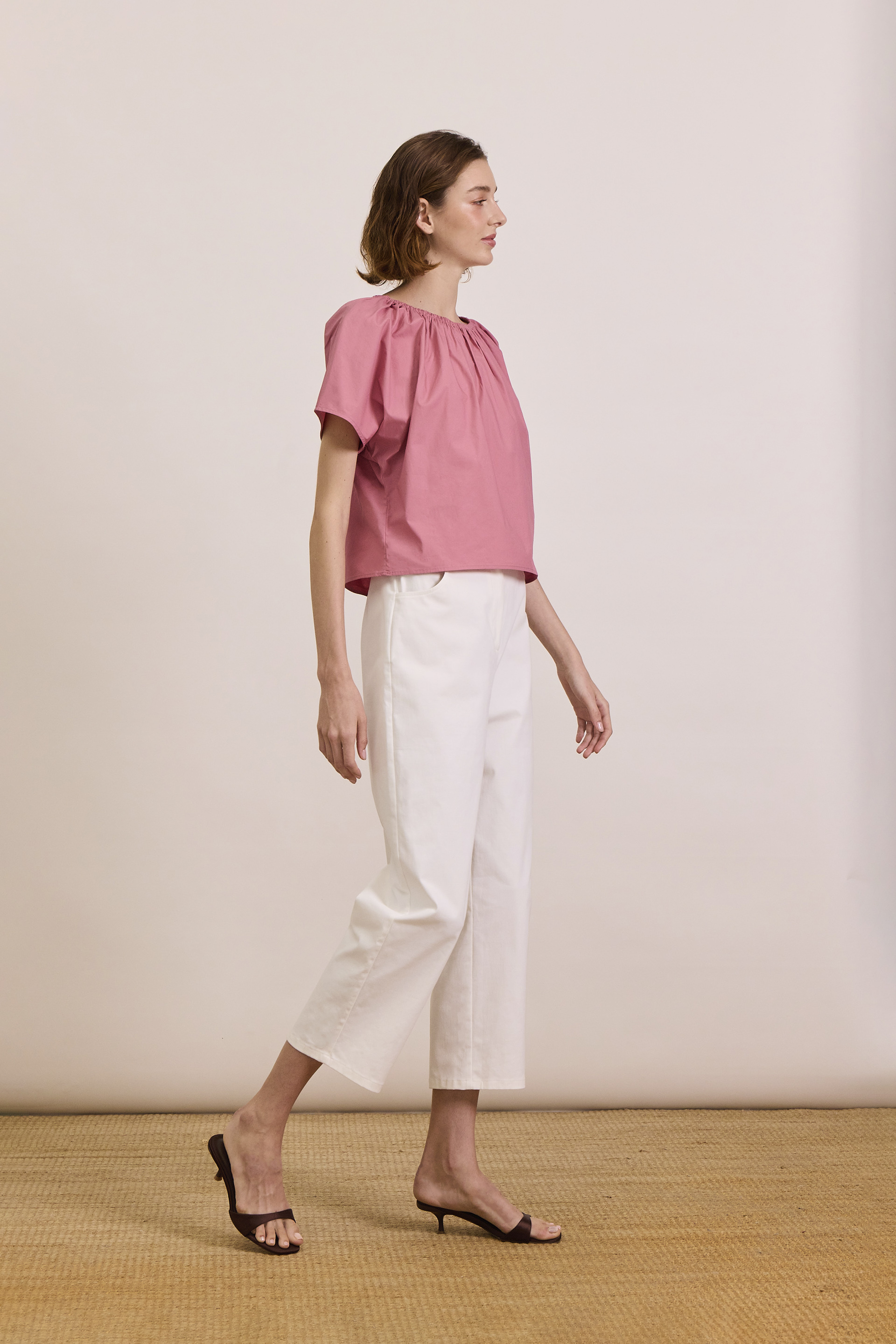 Cotton Gathered Cropped Top