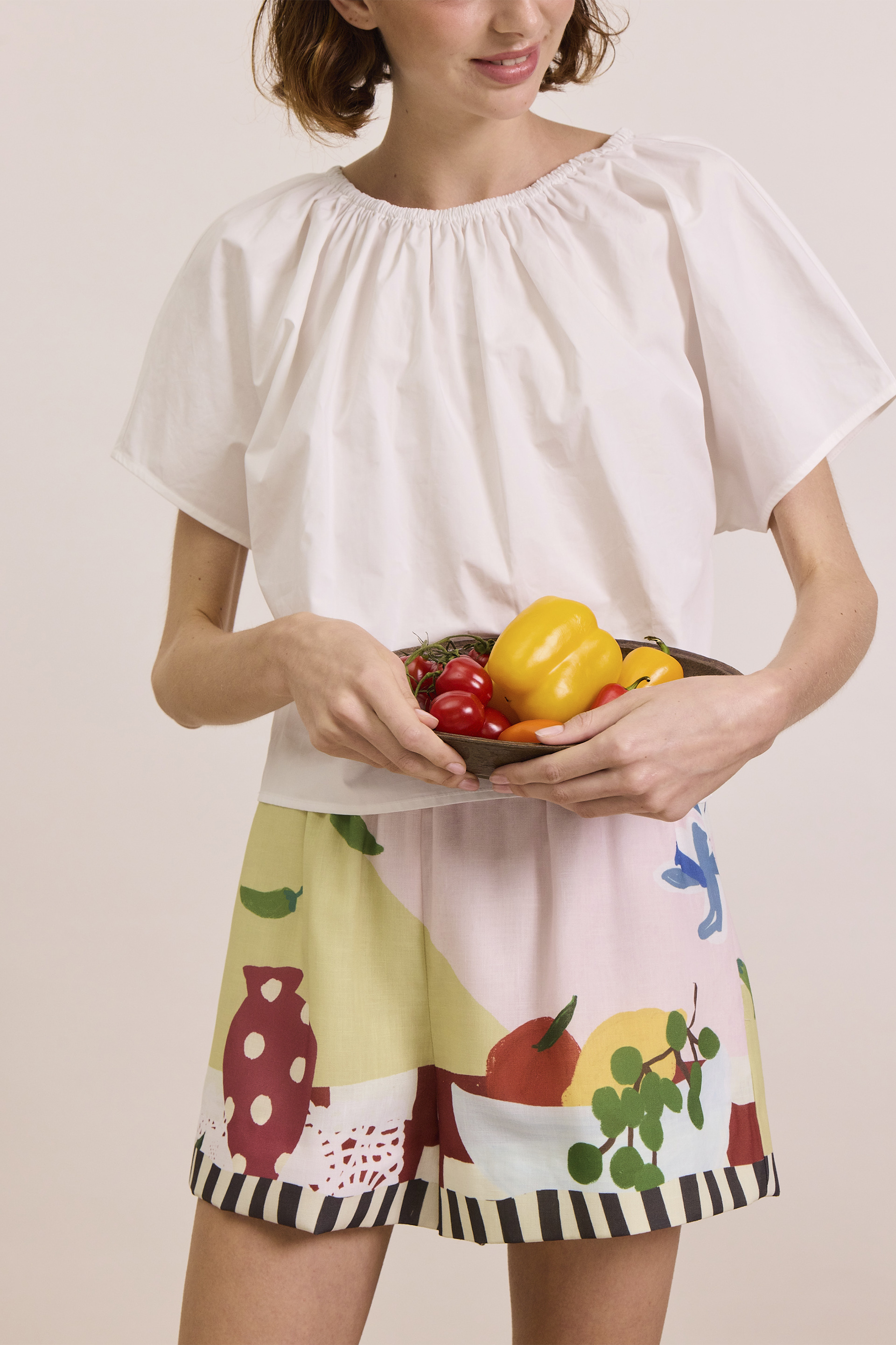 Cotton Gathered Cropped Top