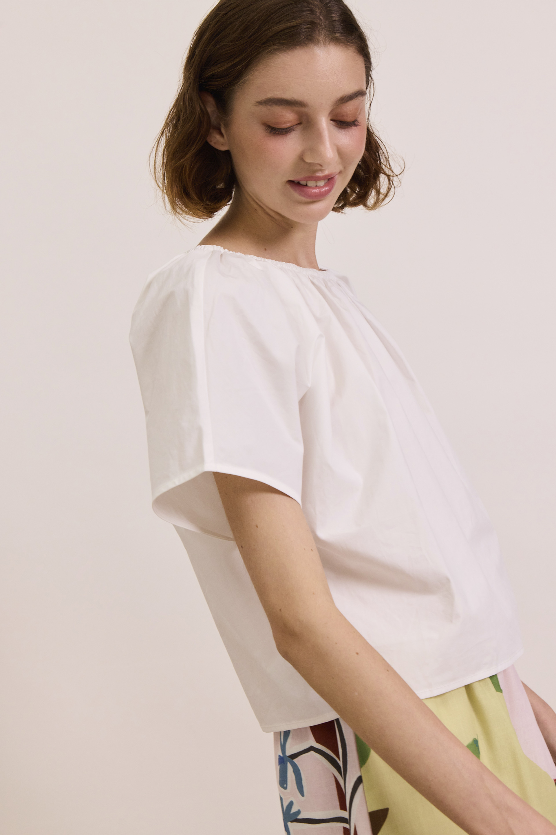 Cotton Gathered Cropped Top