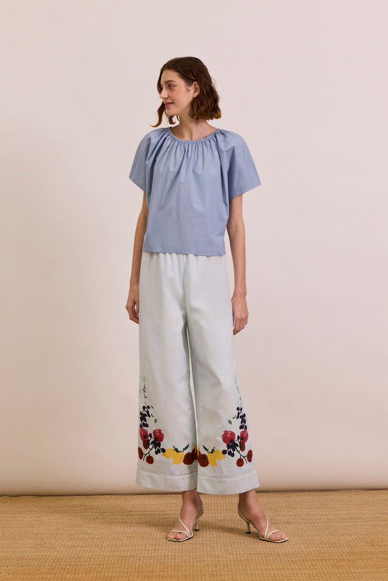 Cotton Gathered Cropped Top
