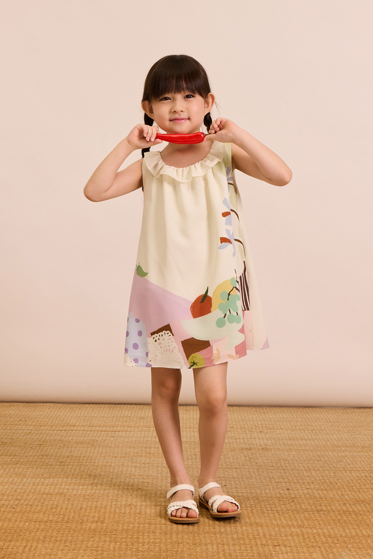 Mise-En-Place Ruffle Tie-Back Dress