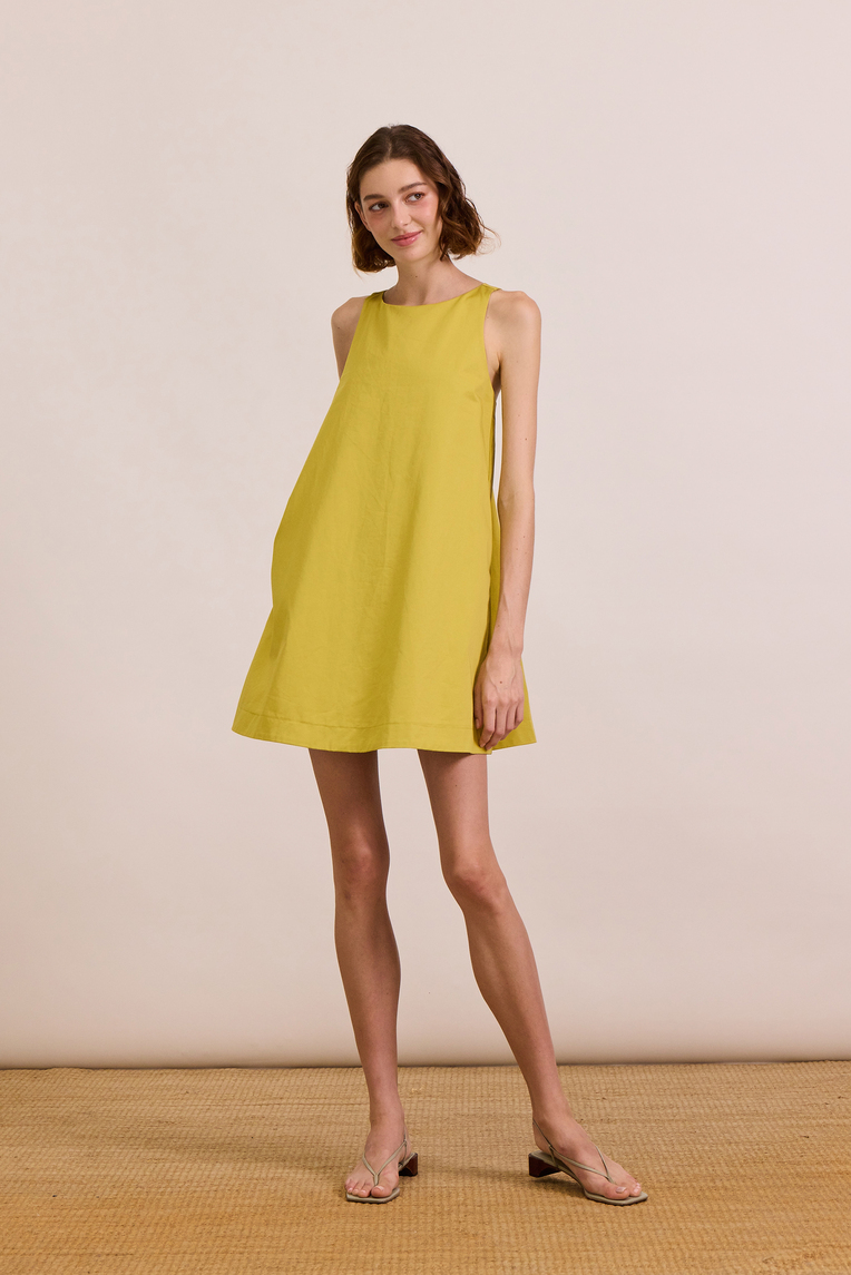 Cotton Gathered-Back Shift Dress