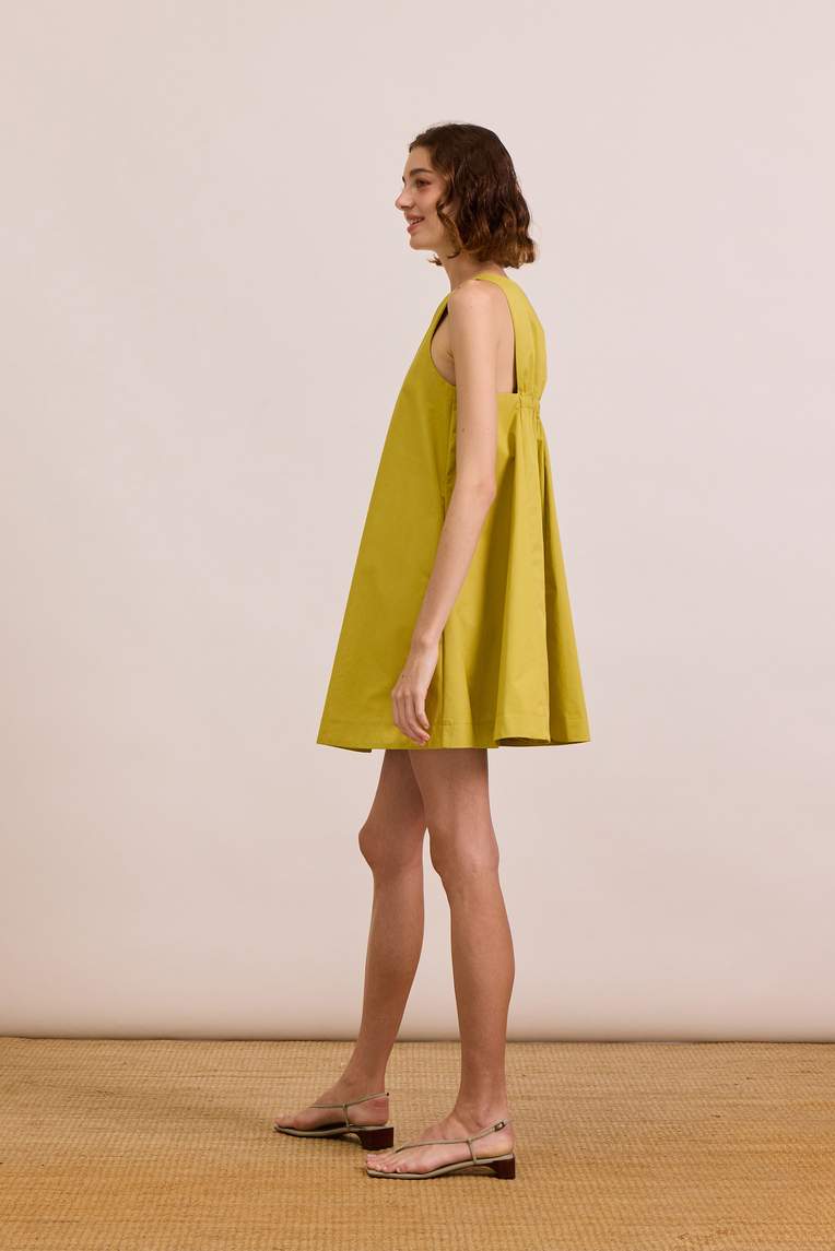 Cotton Gathered-Back Shift Dress