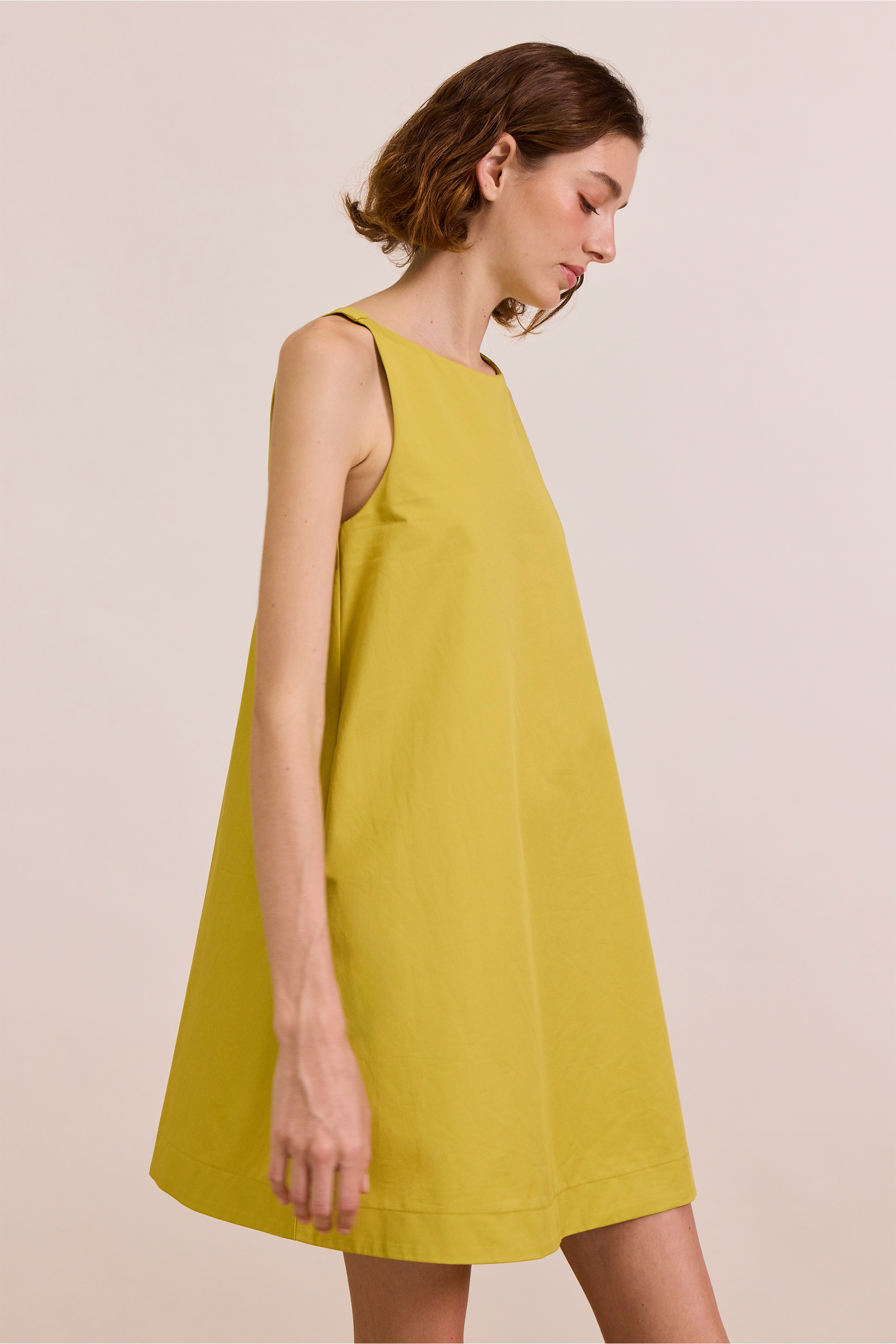 Cotton Gathered-Back Shift Dress