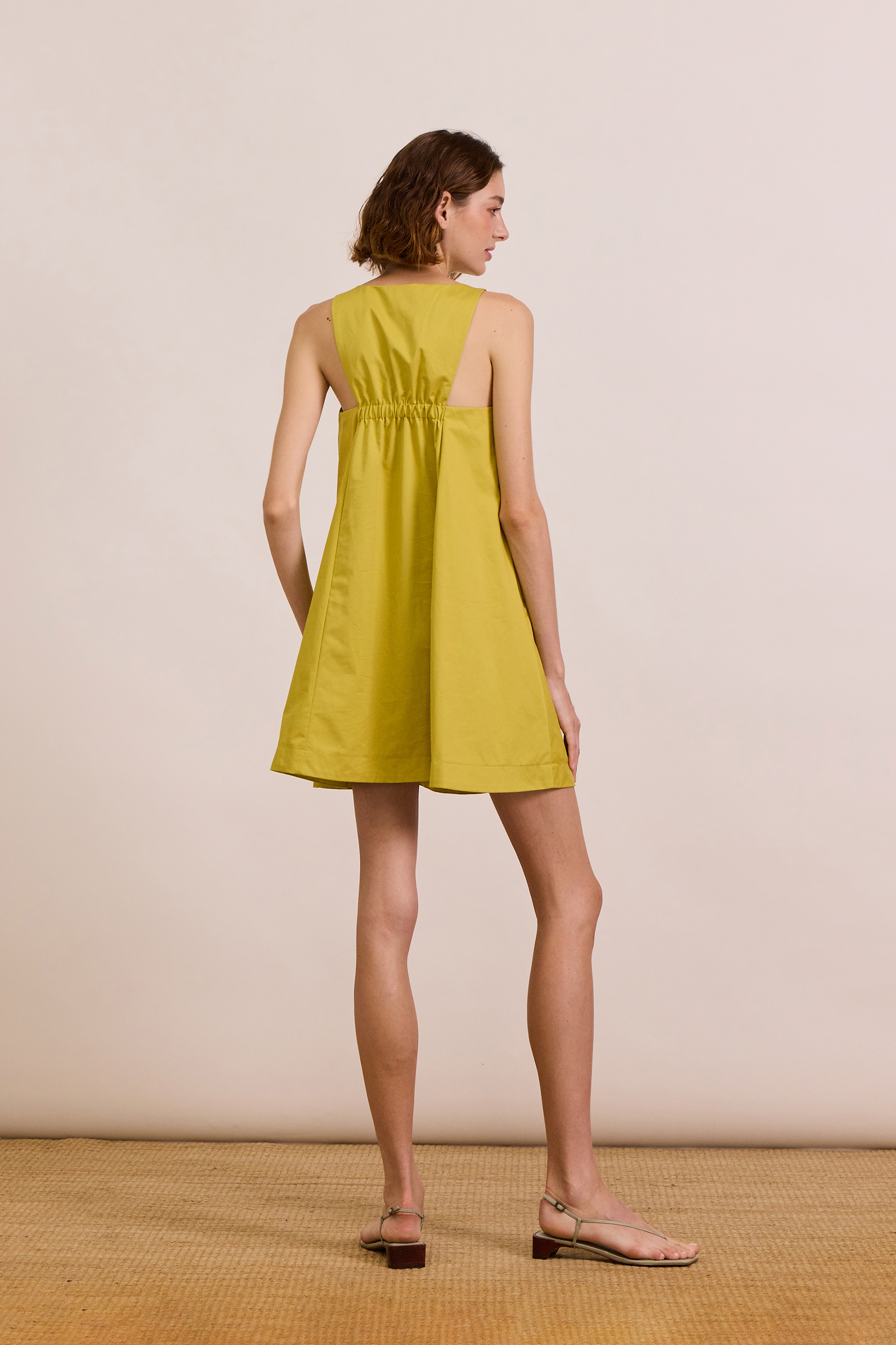 Cotton Gathered-Back Shift Dress