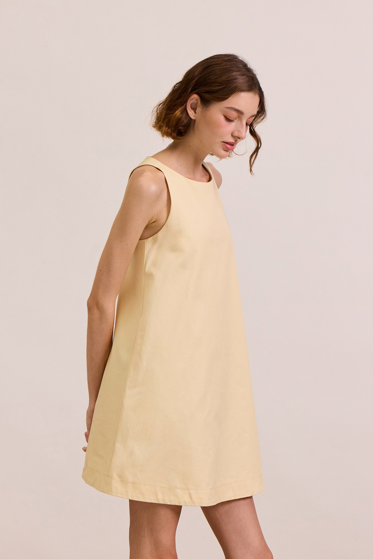 Cotton Gathered-Back Shift Dress