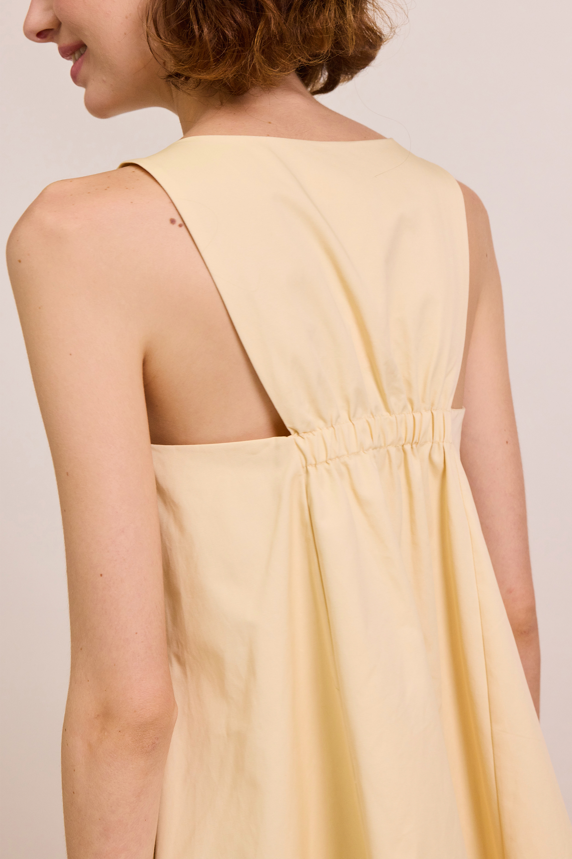 Cotton Gathered-Back Shift Dress