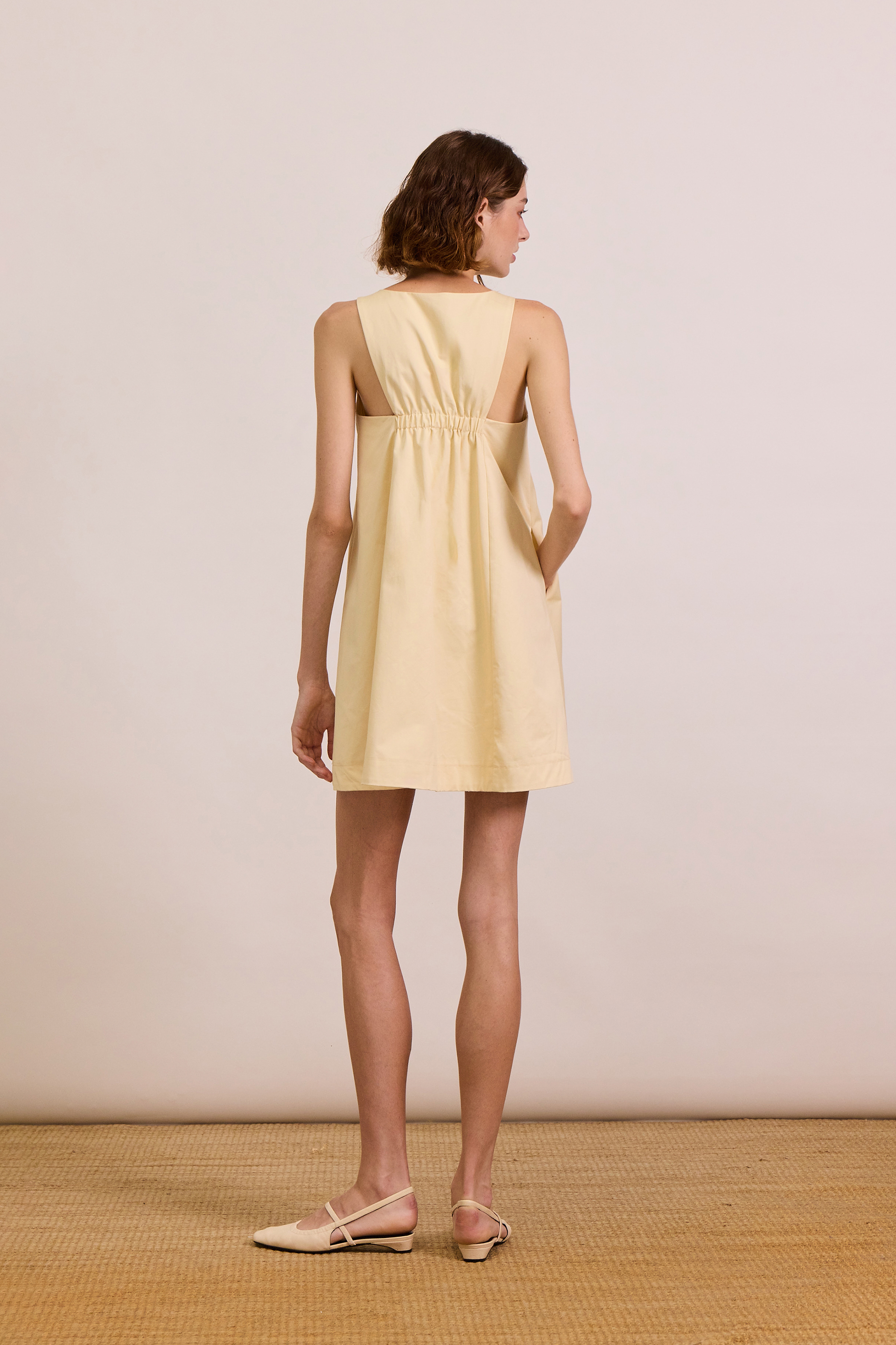 Cotton Gathered-Back Shift Dress