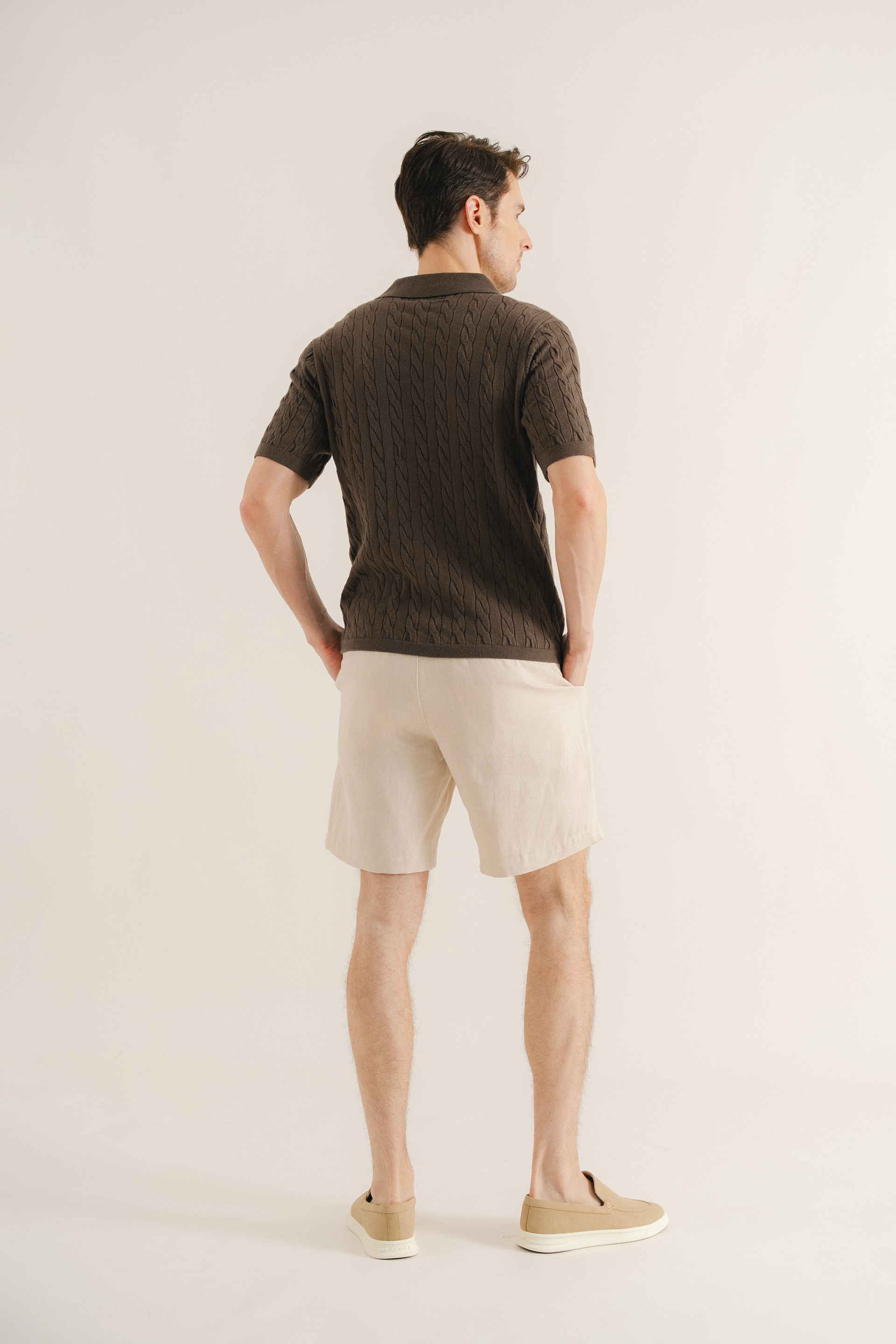 Cable Knit Button-Front Polo