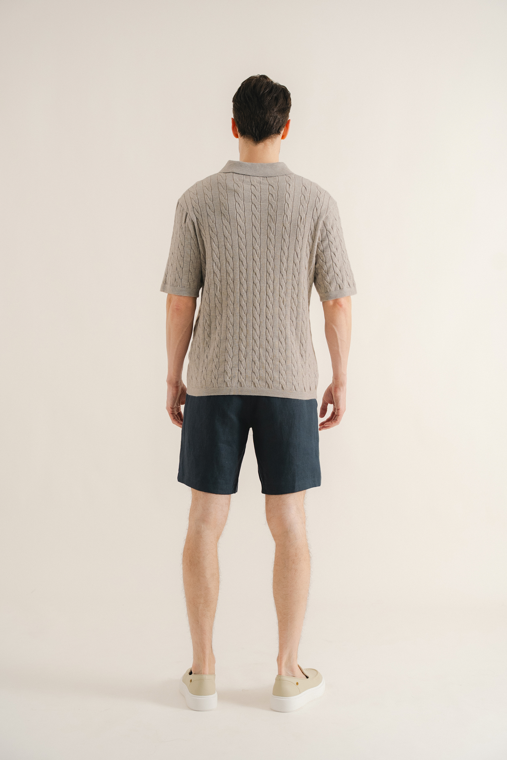 Cable Knit Button-Front Polo