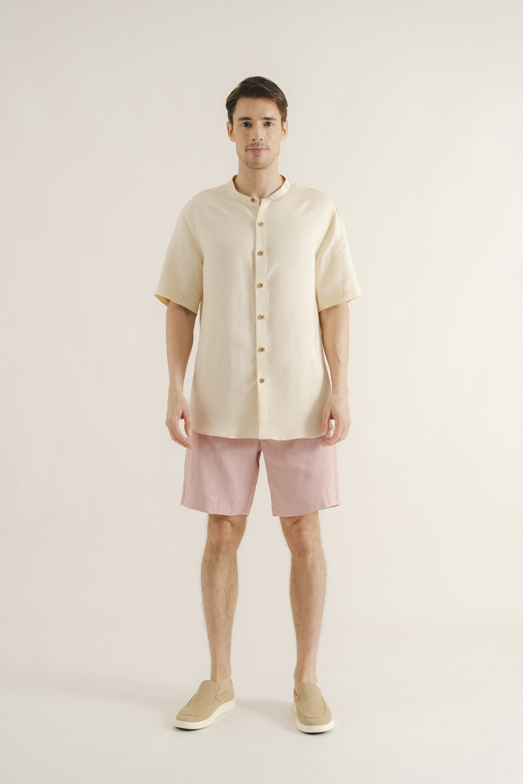 Linen Mandarin Collar Shirt