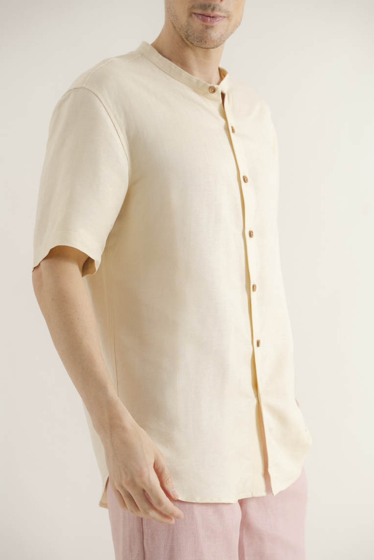 Linen Mandarin Collar Shirt