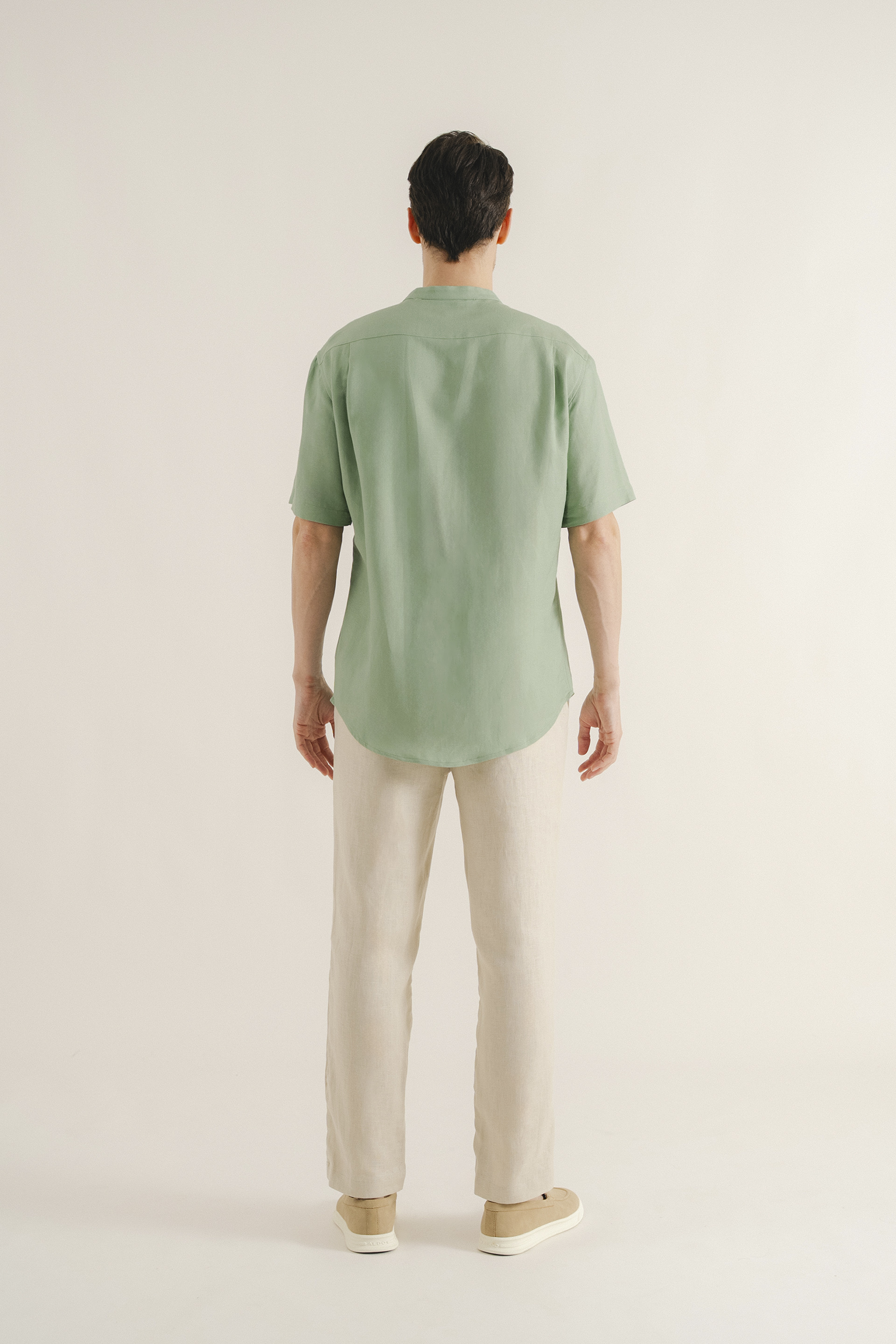 Linen Mandarin Collar Shirt