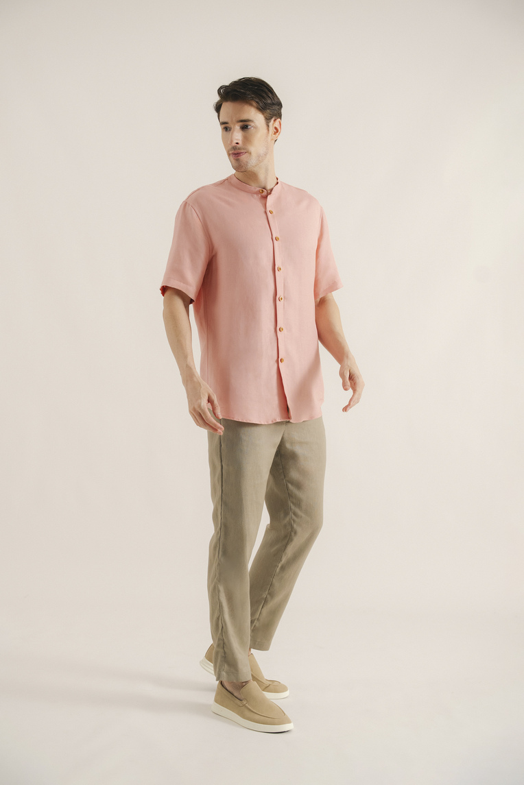 Linen Mandarin Collar Shirt