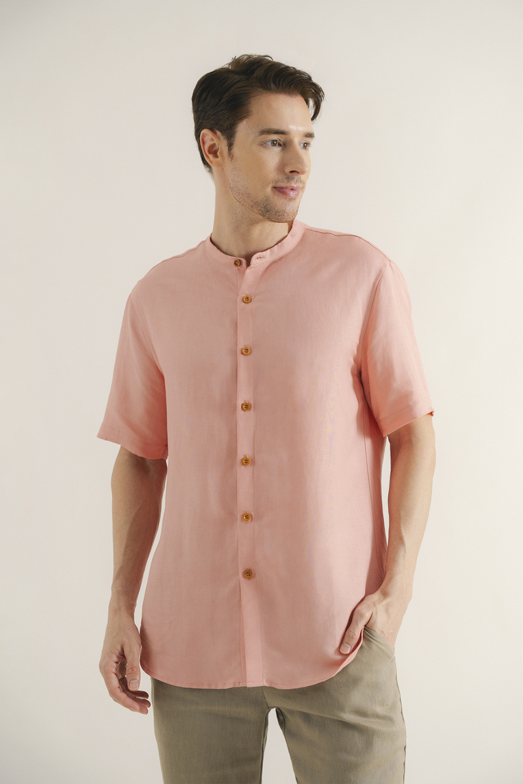 Linen Mandarin Collar Shirt