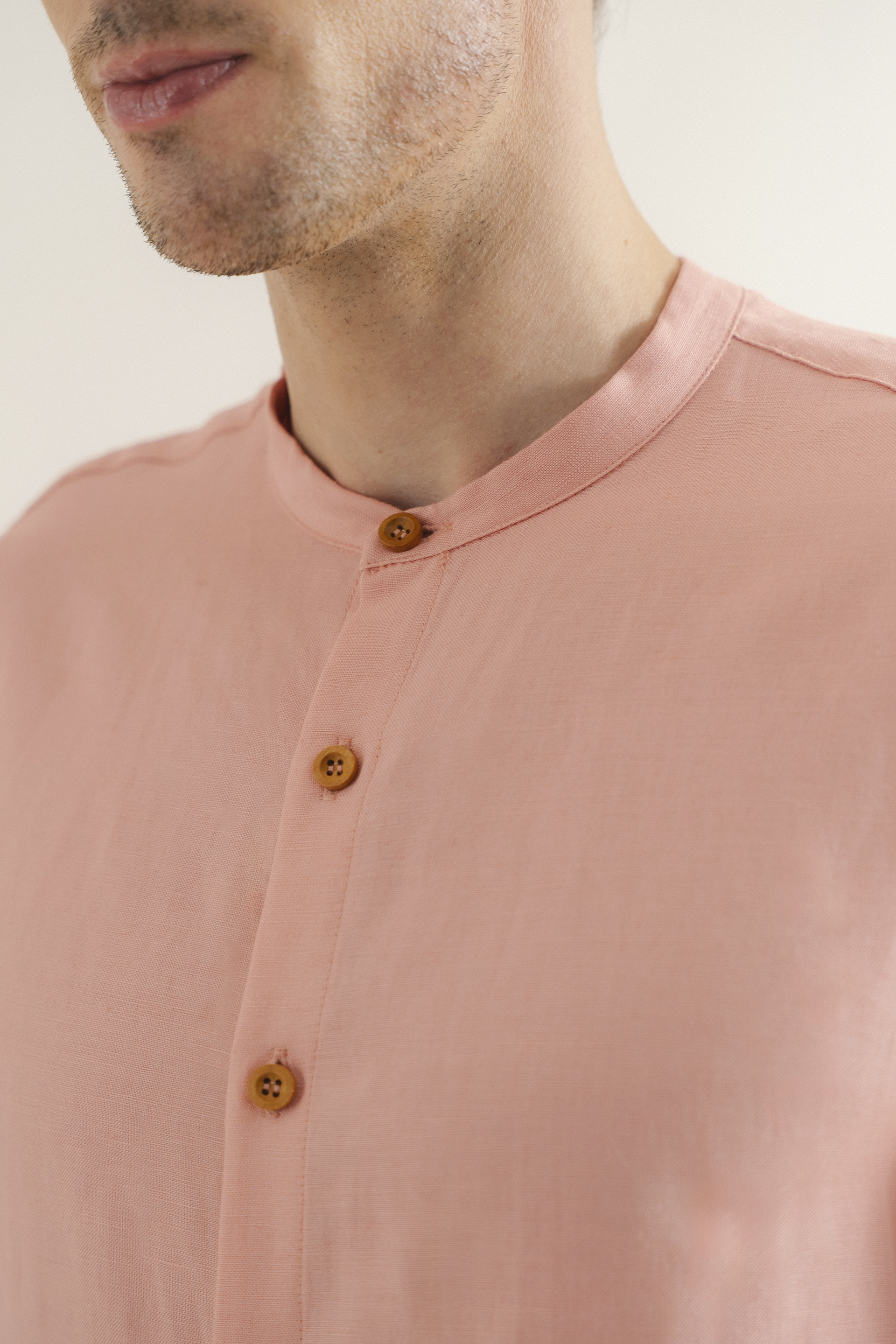 Linen Mandarin Collar Shirt