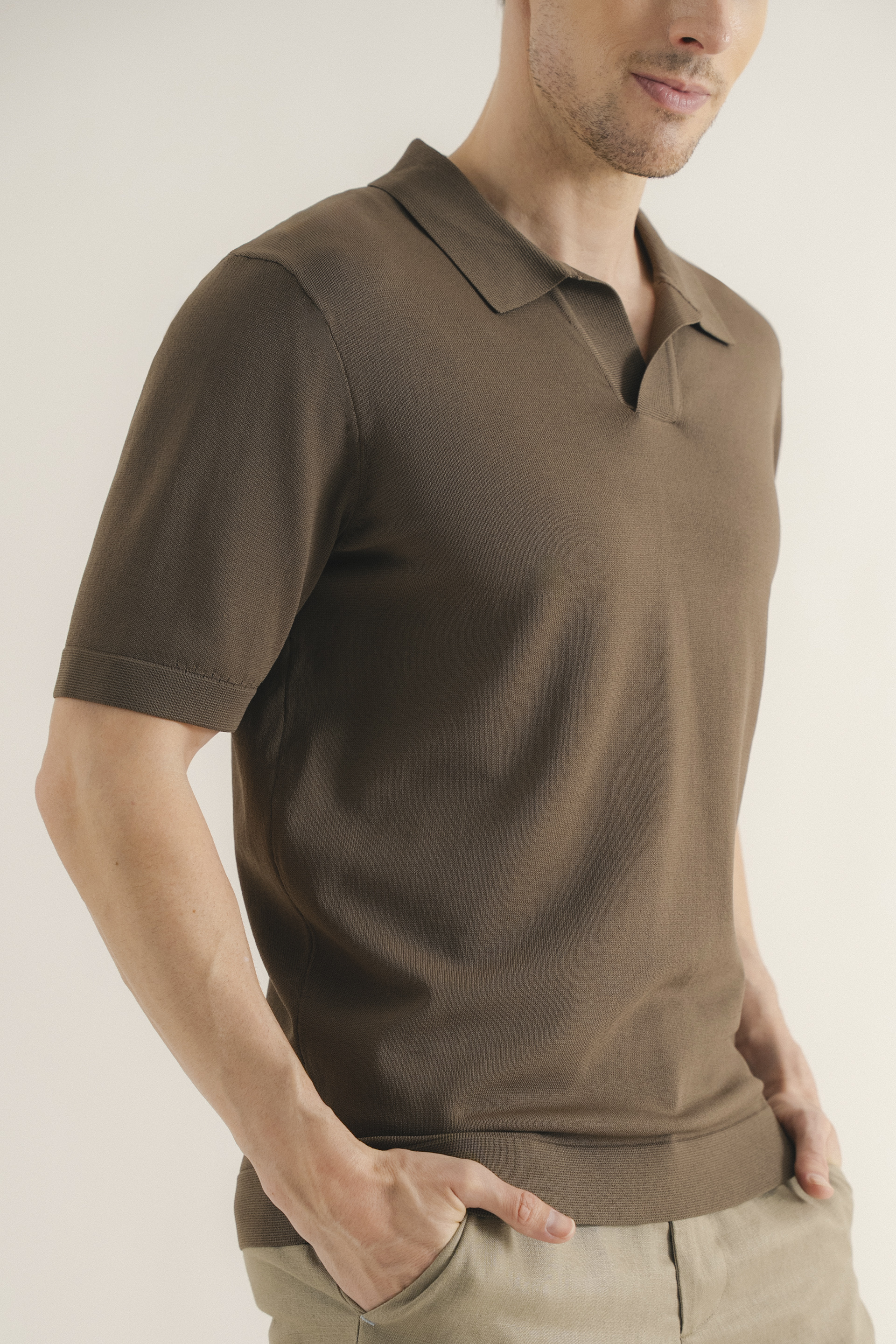 Rayon Knitted Polo Top