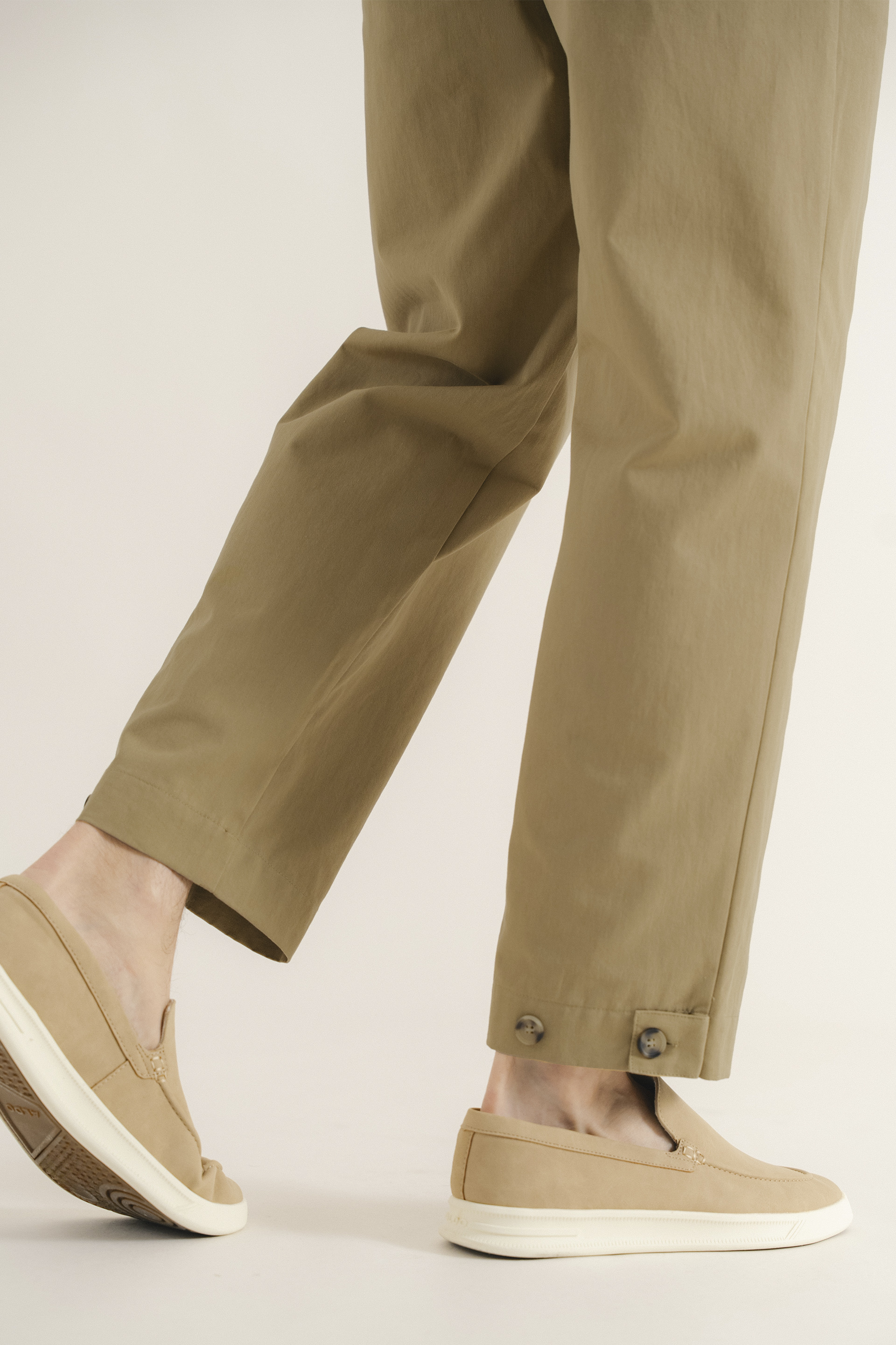 Buttoned-Cuff Straight Leg Trousers