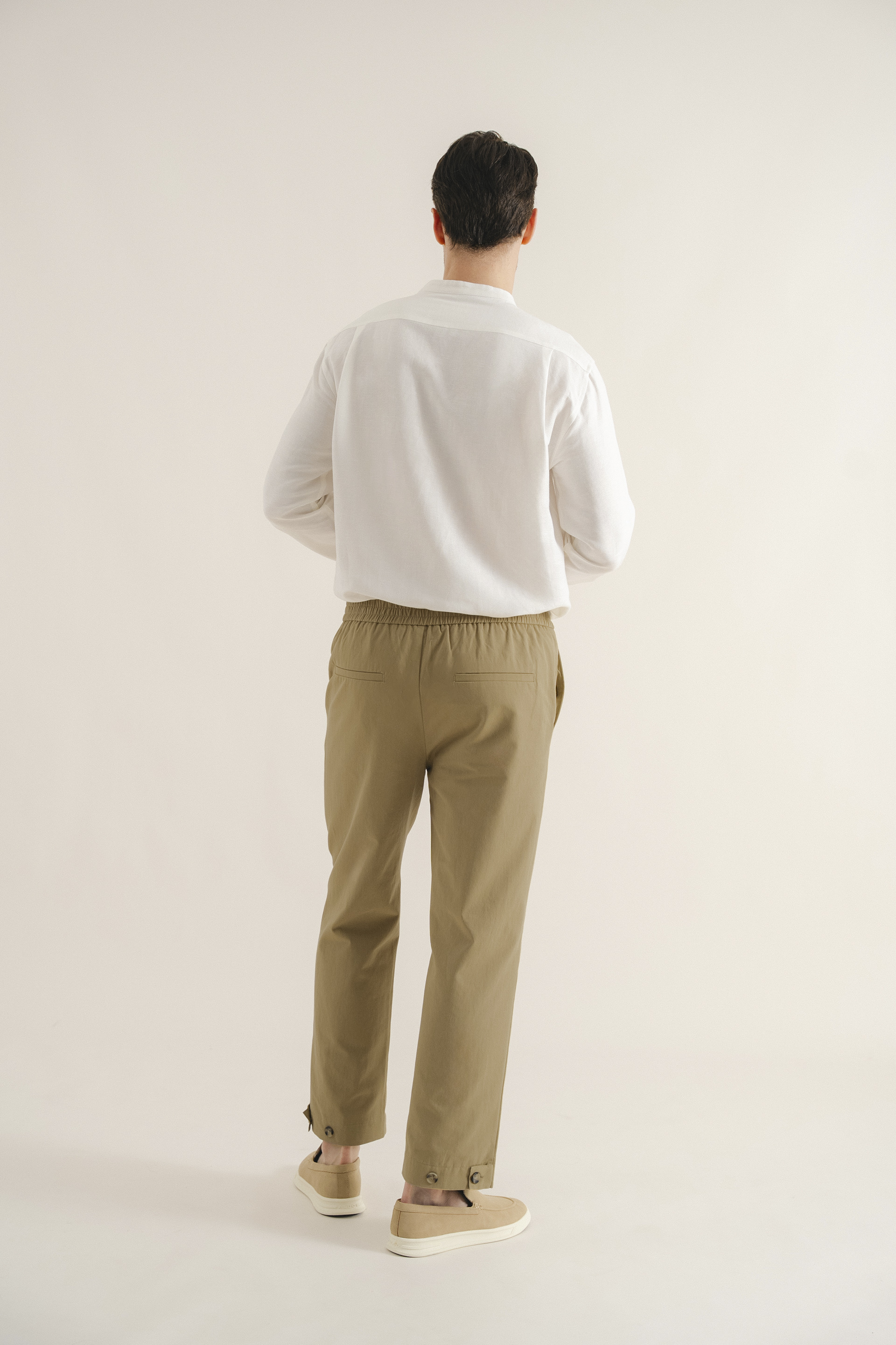 Buttoned-Cuff Straight Leg Trousers