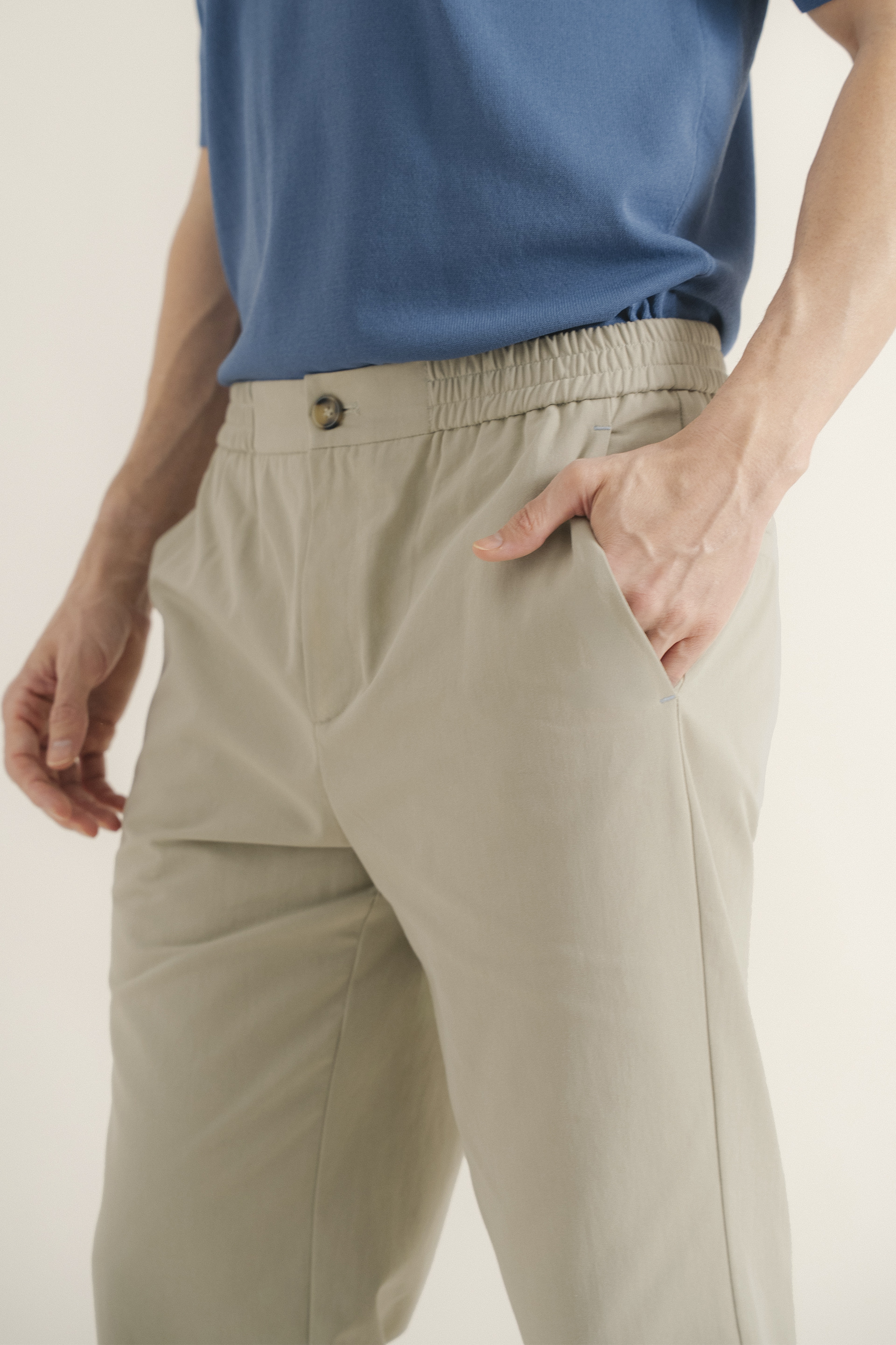 Buttoned-Cuff Straight Leg Trousers