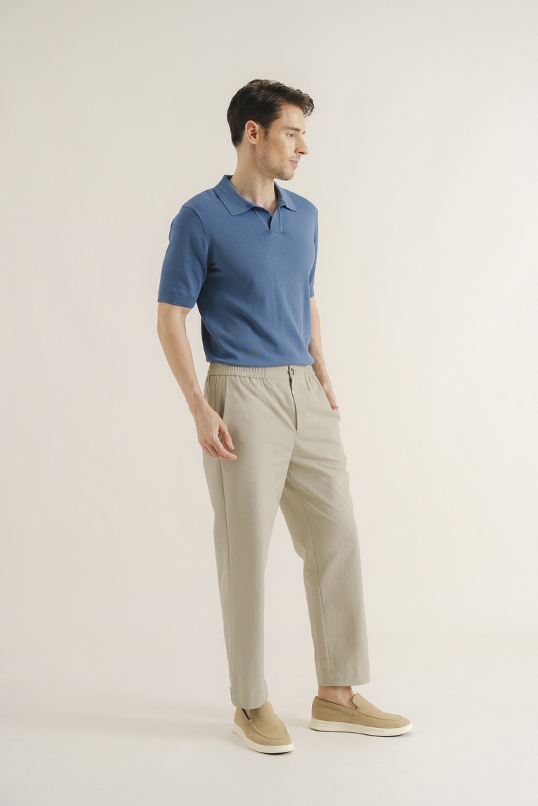 Buttoned-Cuff Straight Leg Trousers