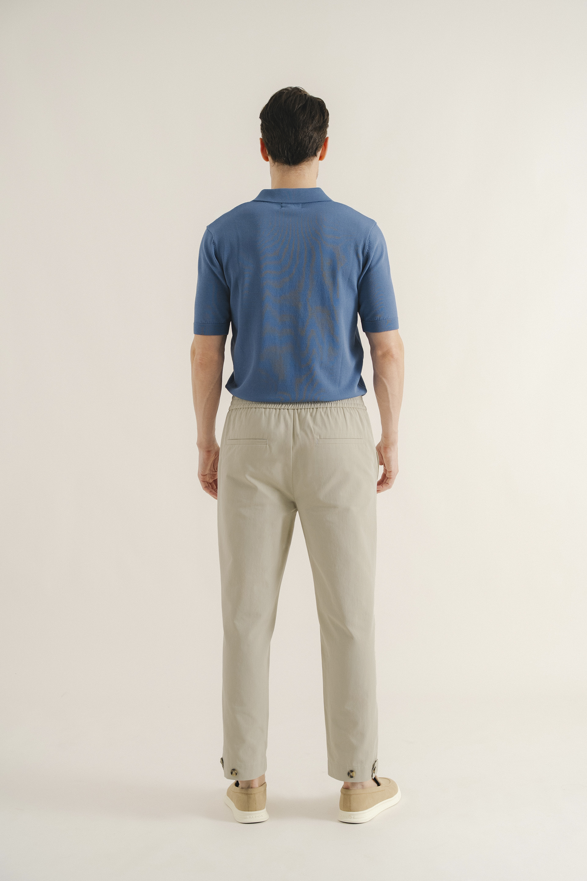Buttoned-Cuff Straight Leg Trousers