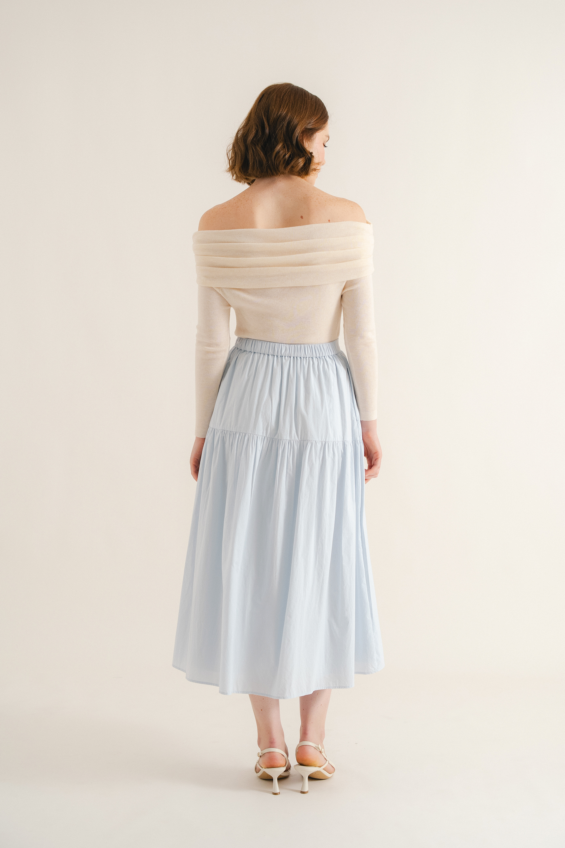 Cotton Tiered Midi Skirt