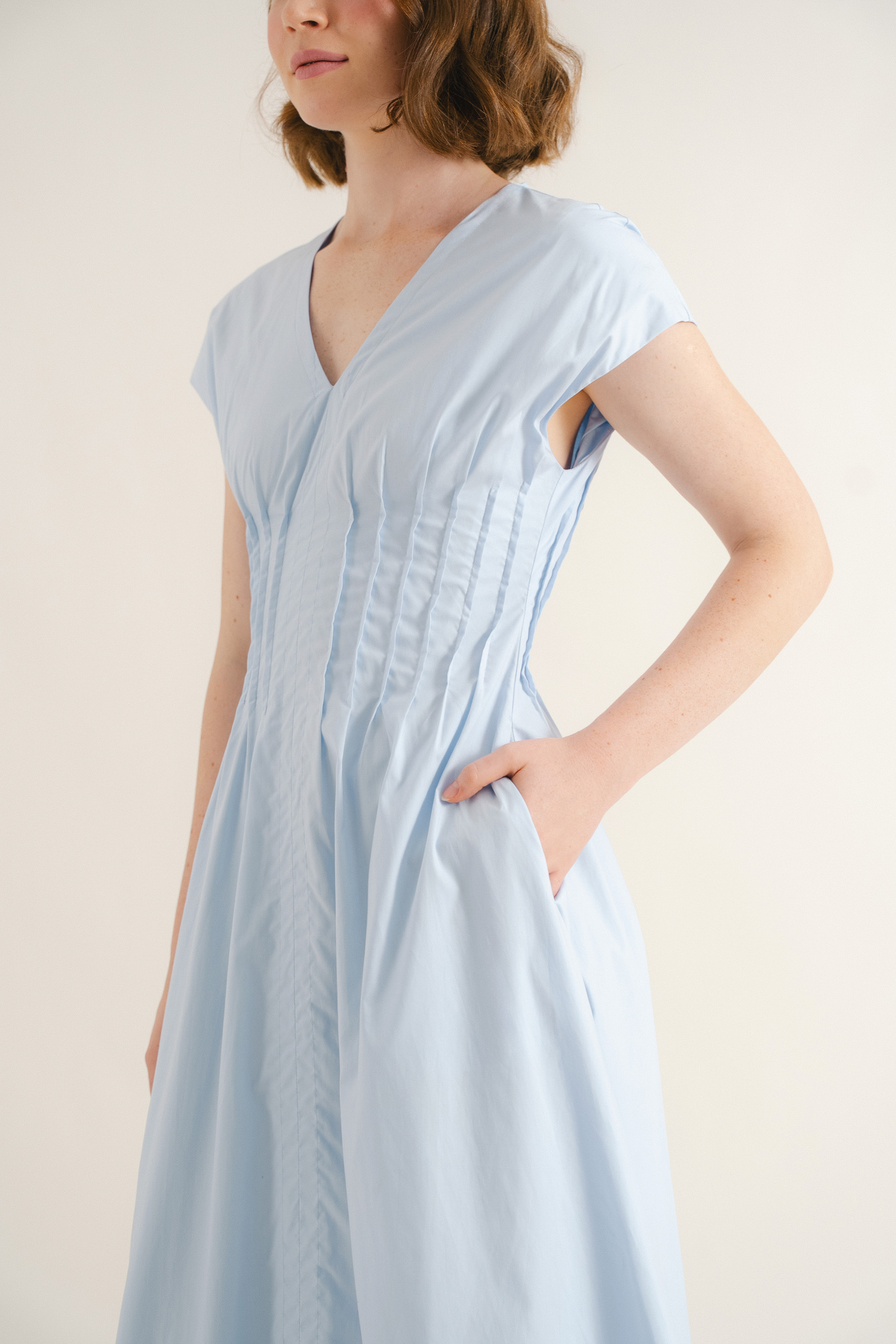 Modal-Cotton Pleated Dress