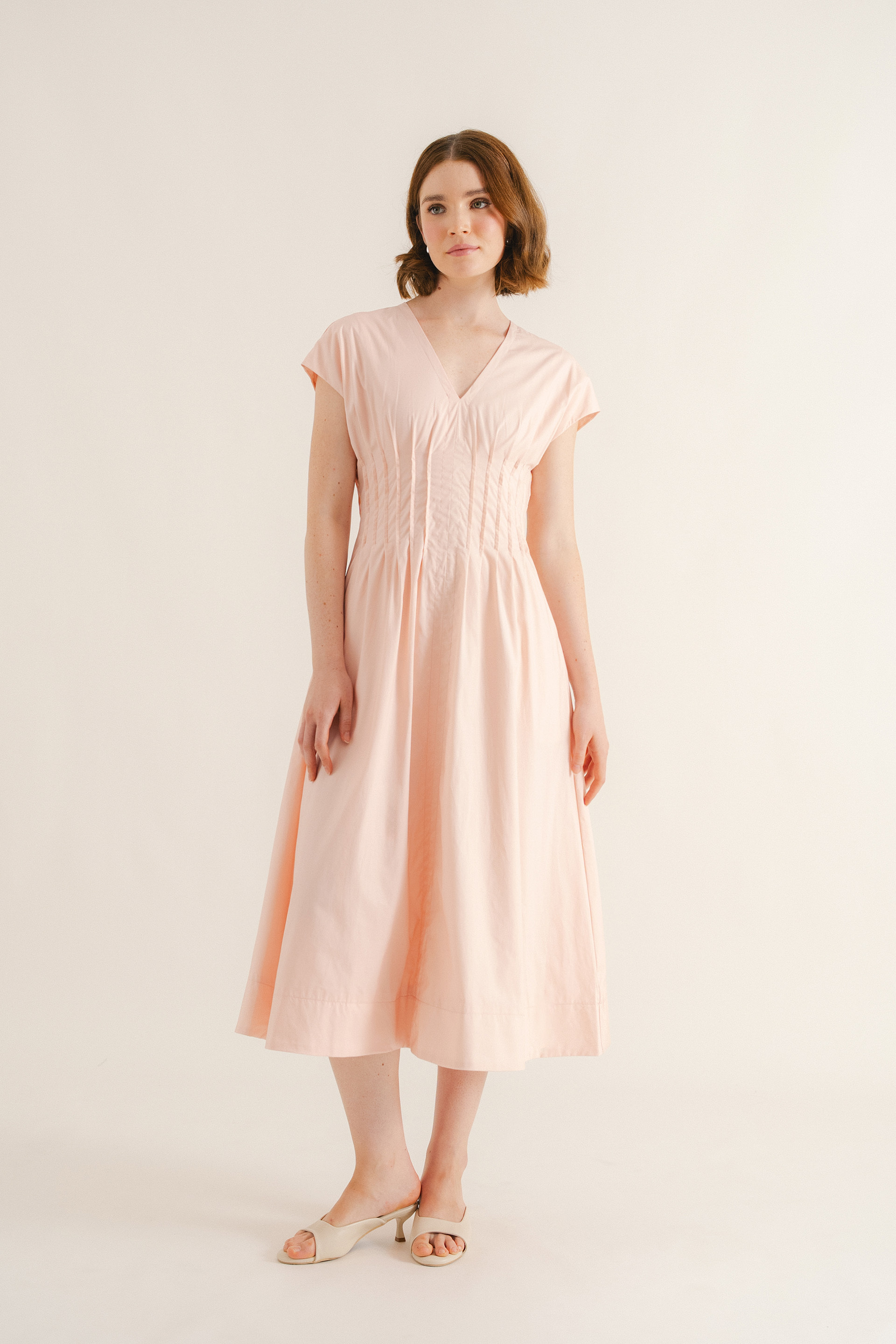 Modal-Cotton Pleated Dress