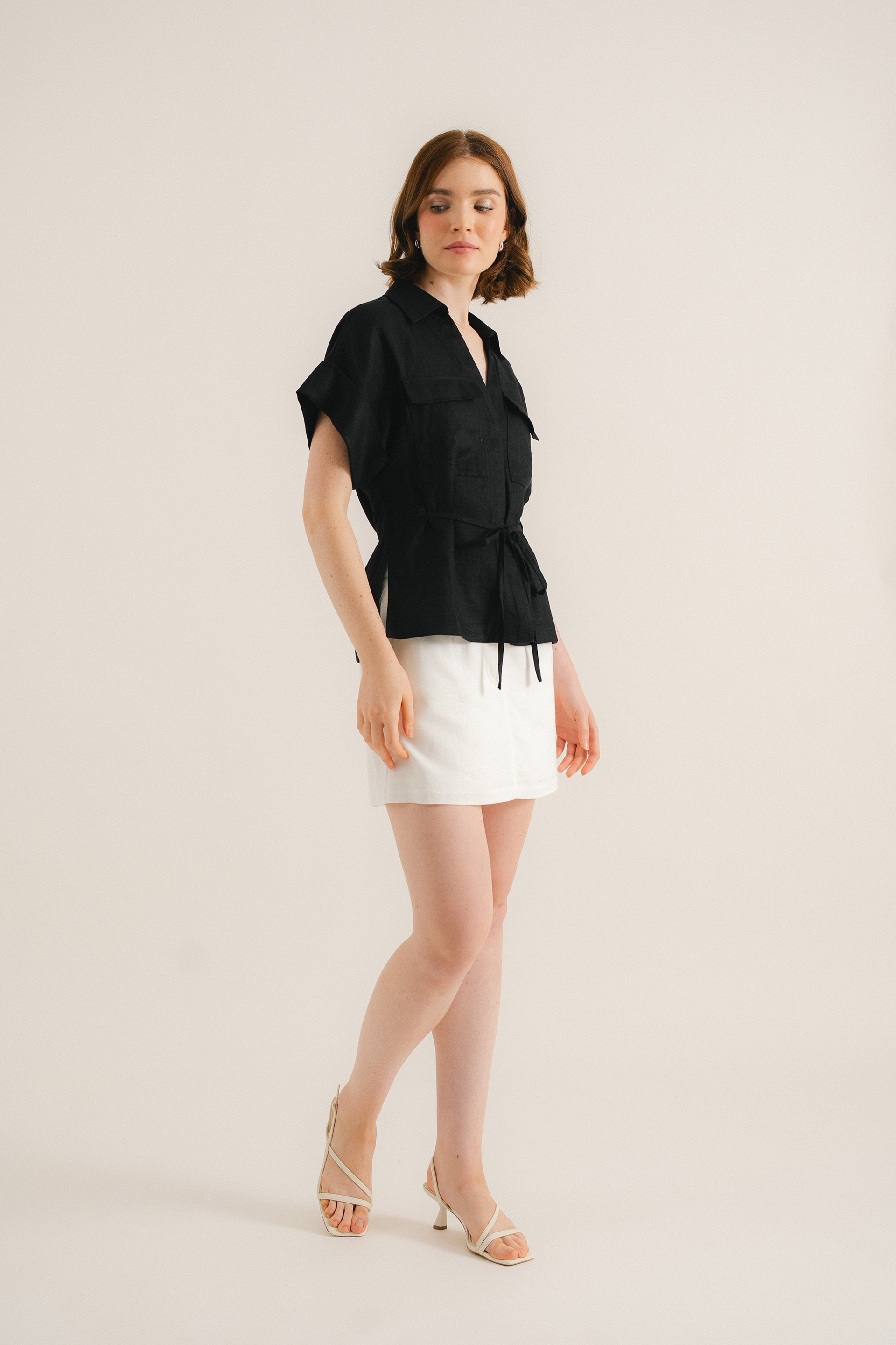 Relaxed Linen Peplum Shirt