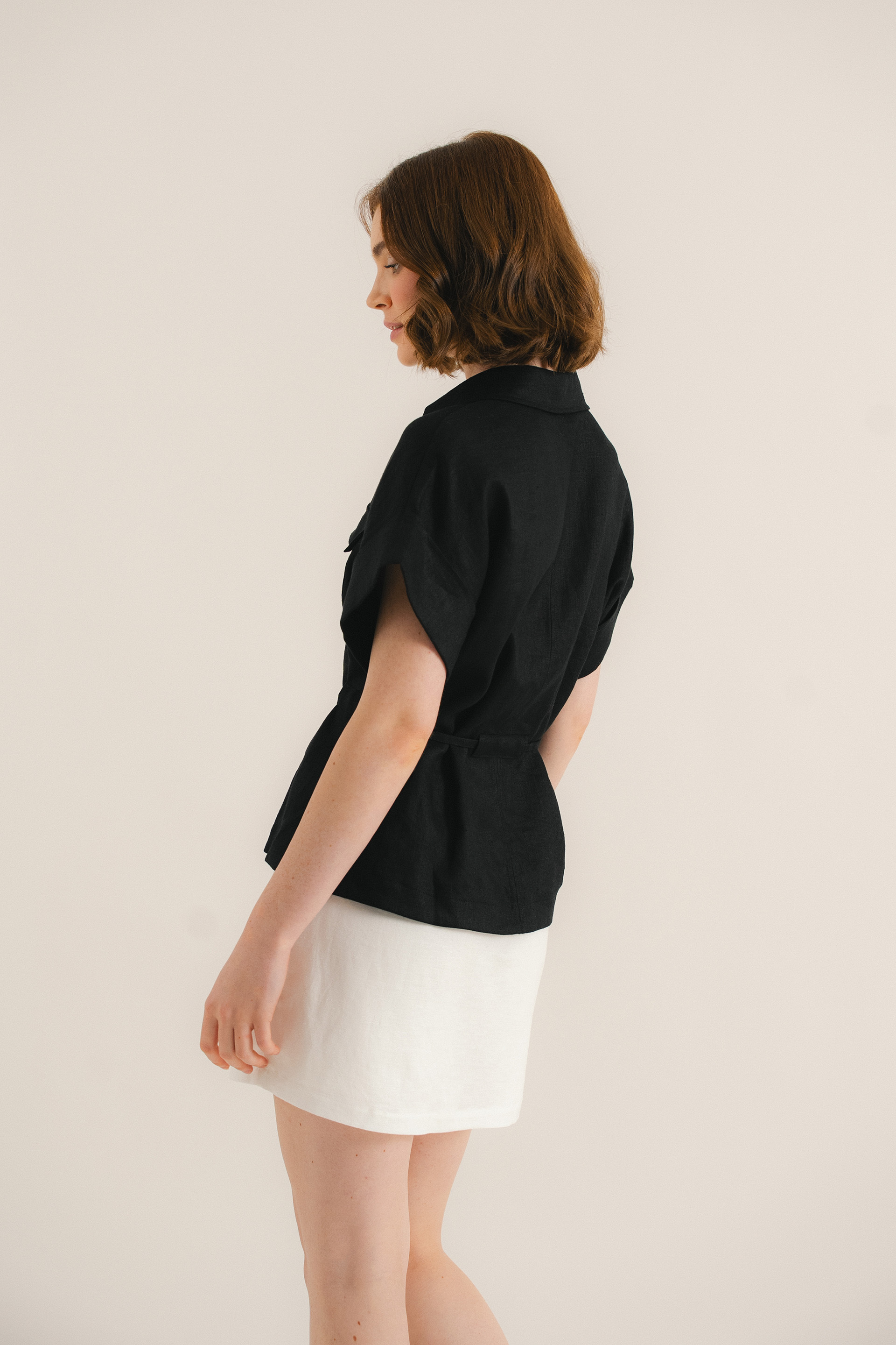 Relaxed Linen Peplum Shirt