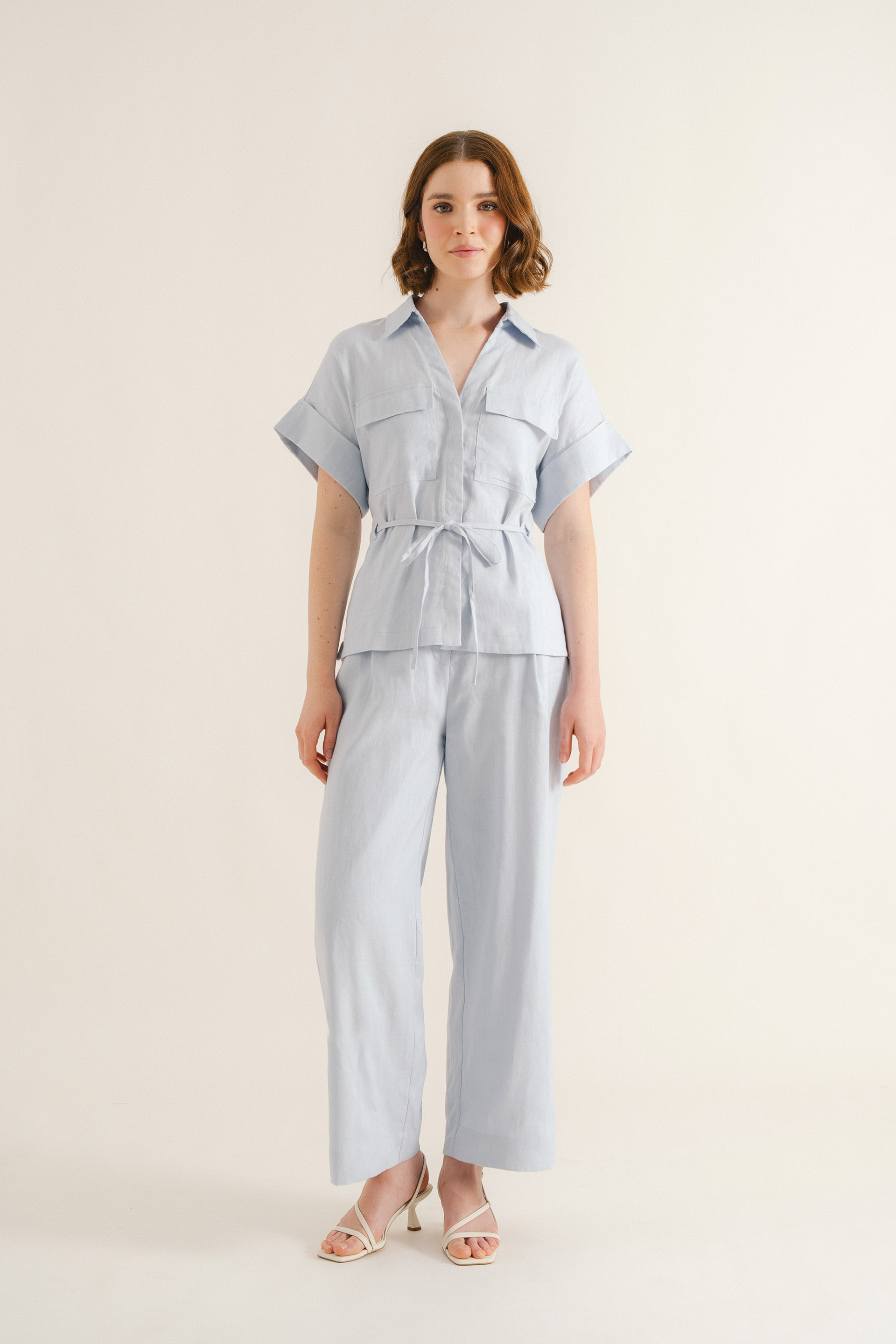 Relaxed Linen Peplum Shirt