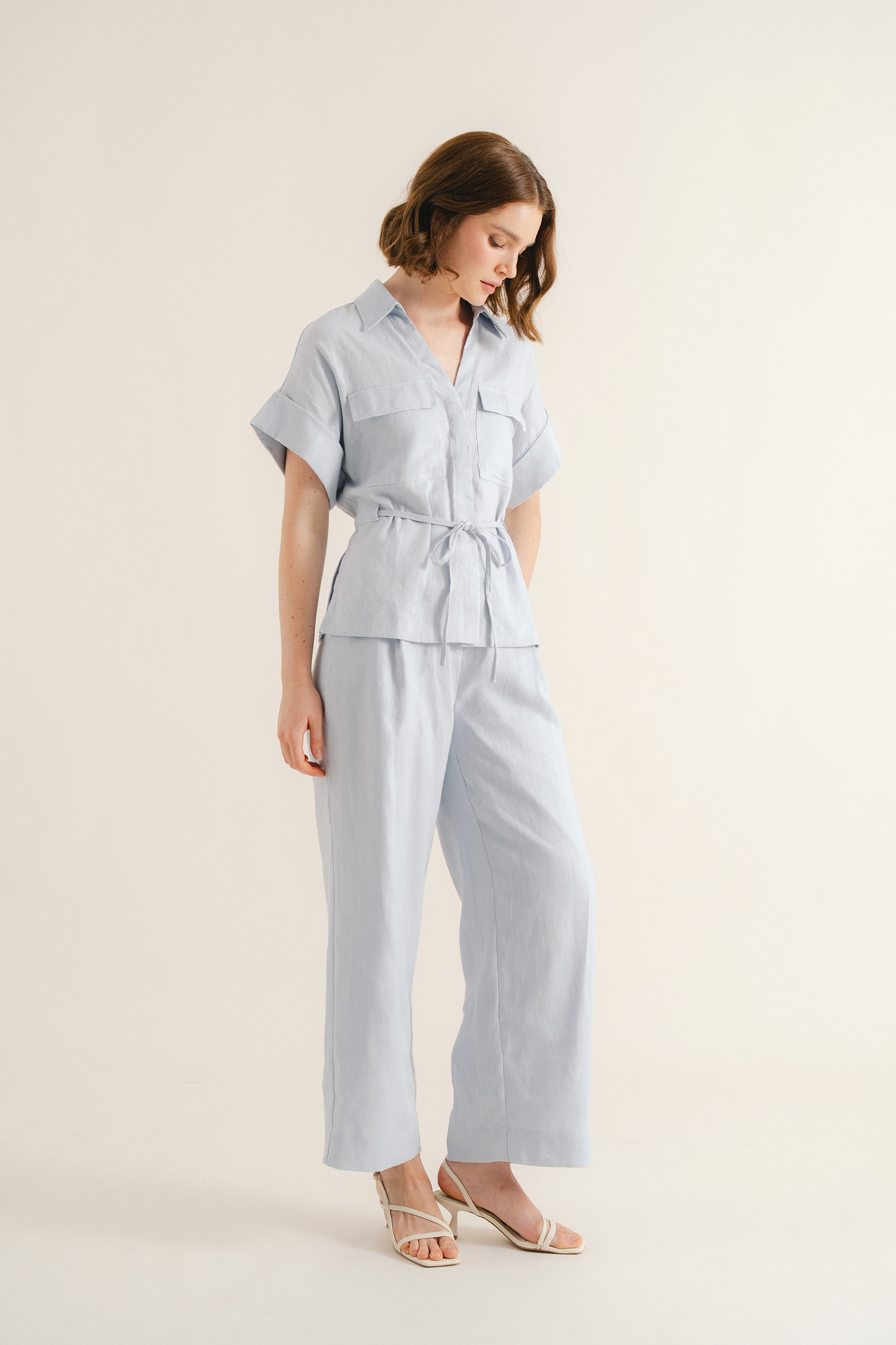 Relaxed Linen Peplum Shirt