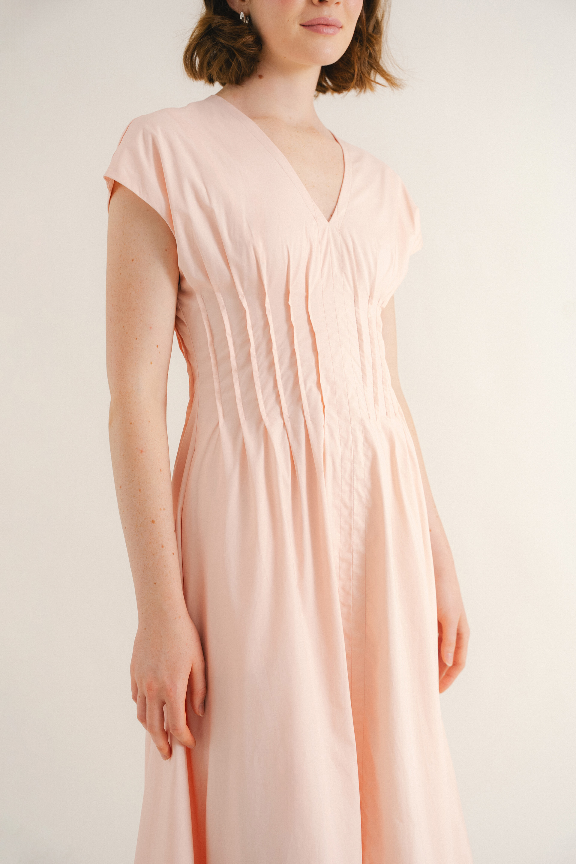 Modal-Cotton Pleated Dress