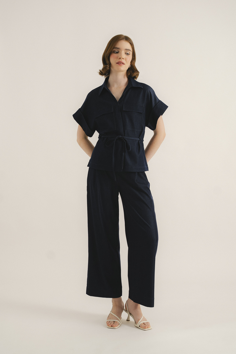 Relaxed Chambray Peplum Shirt