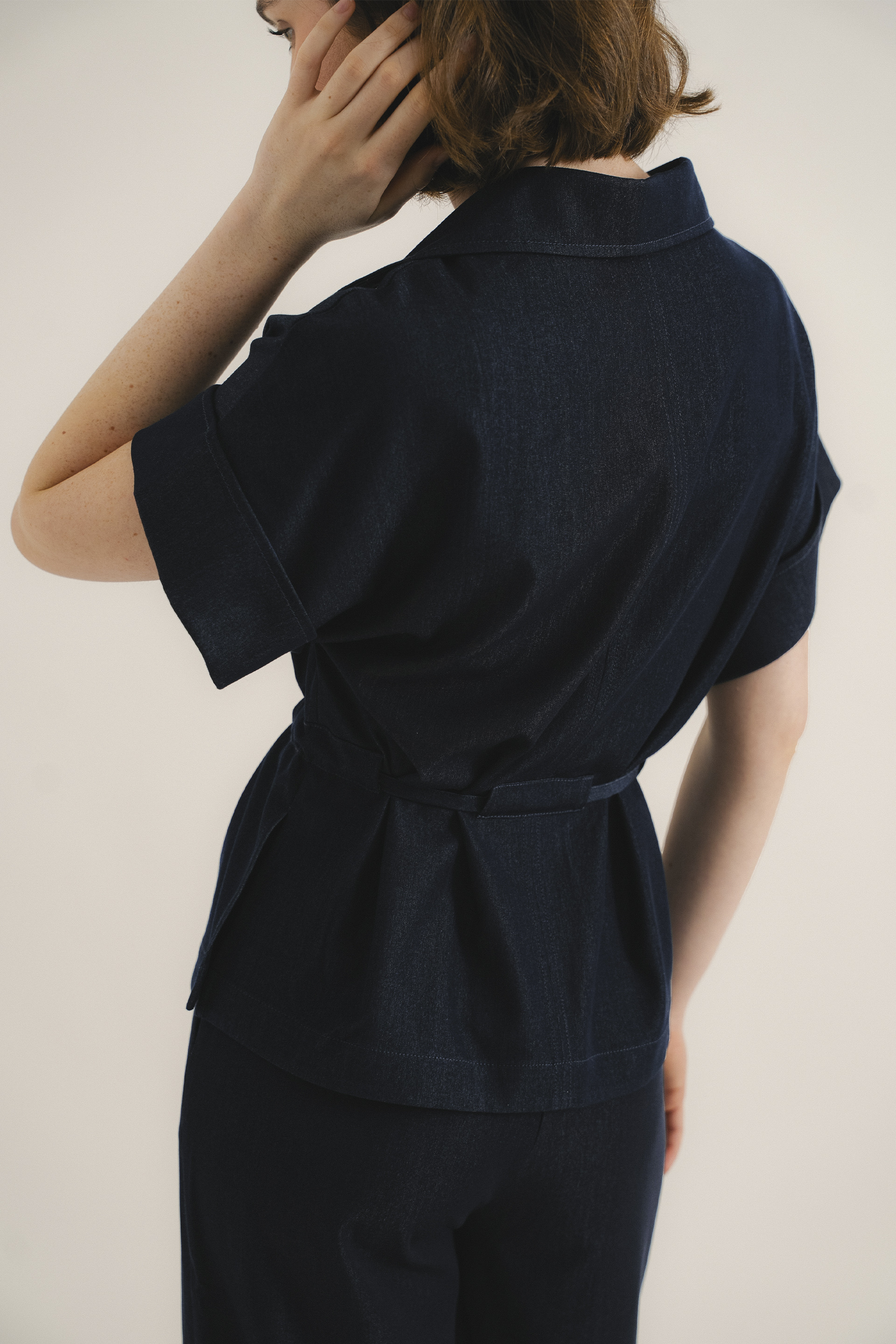 Relaxed Chambray Peplum Shirt