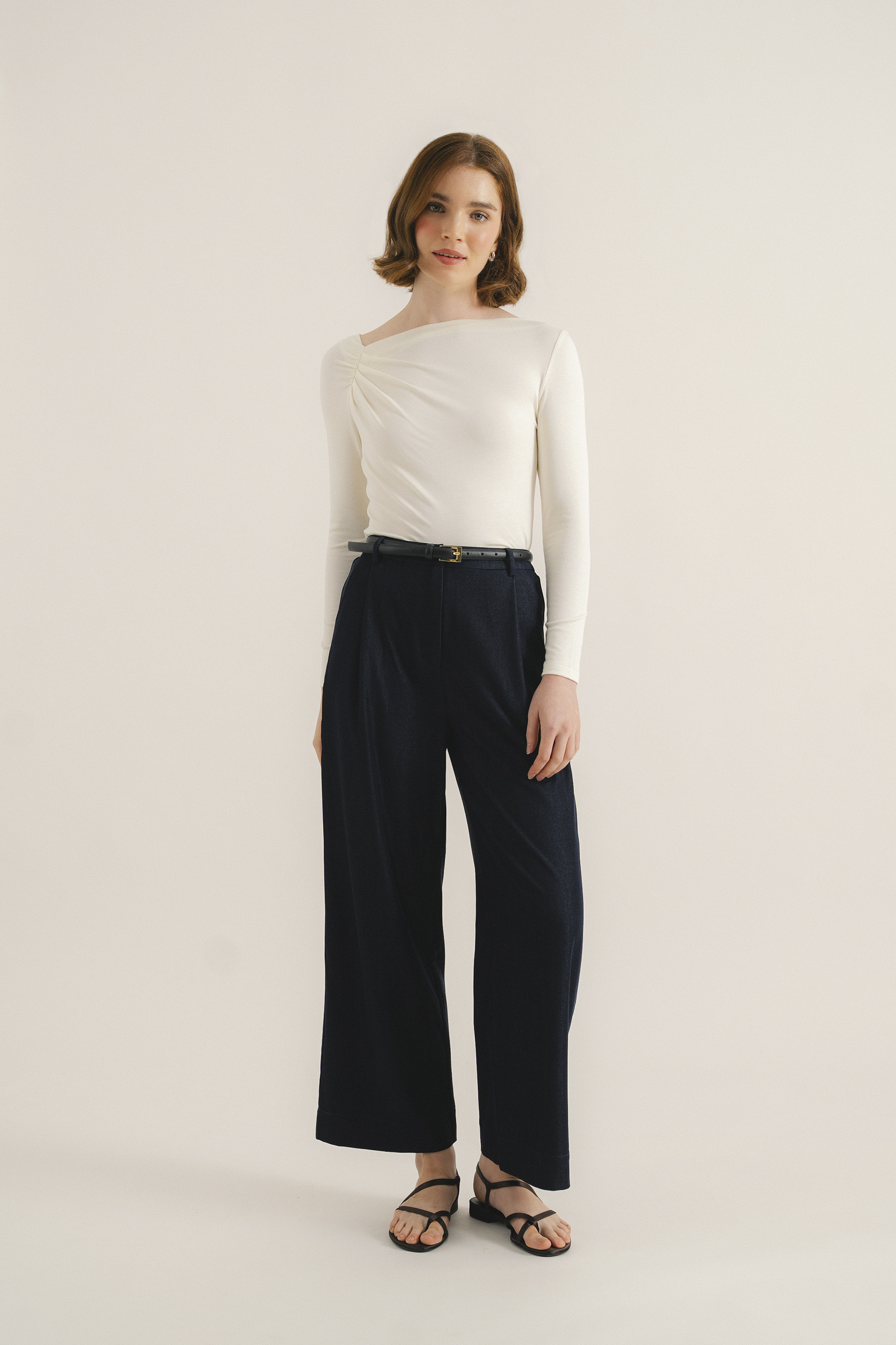 Chambray Full-Length Trousers