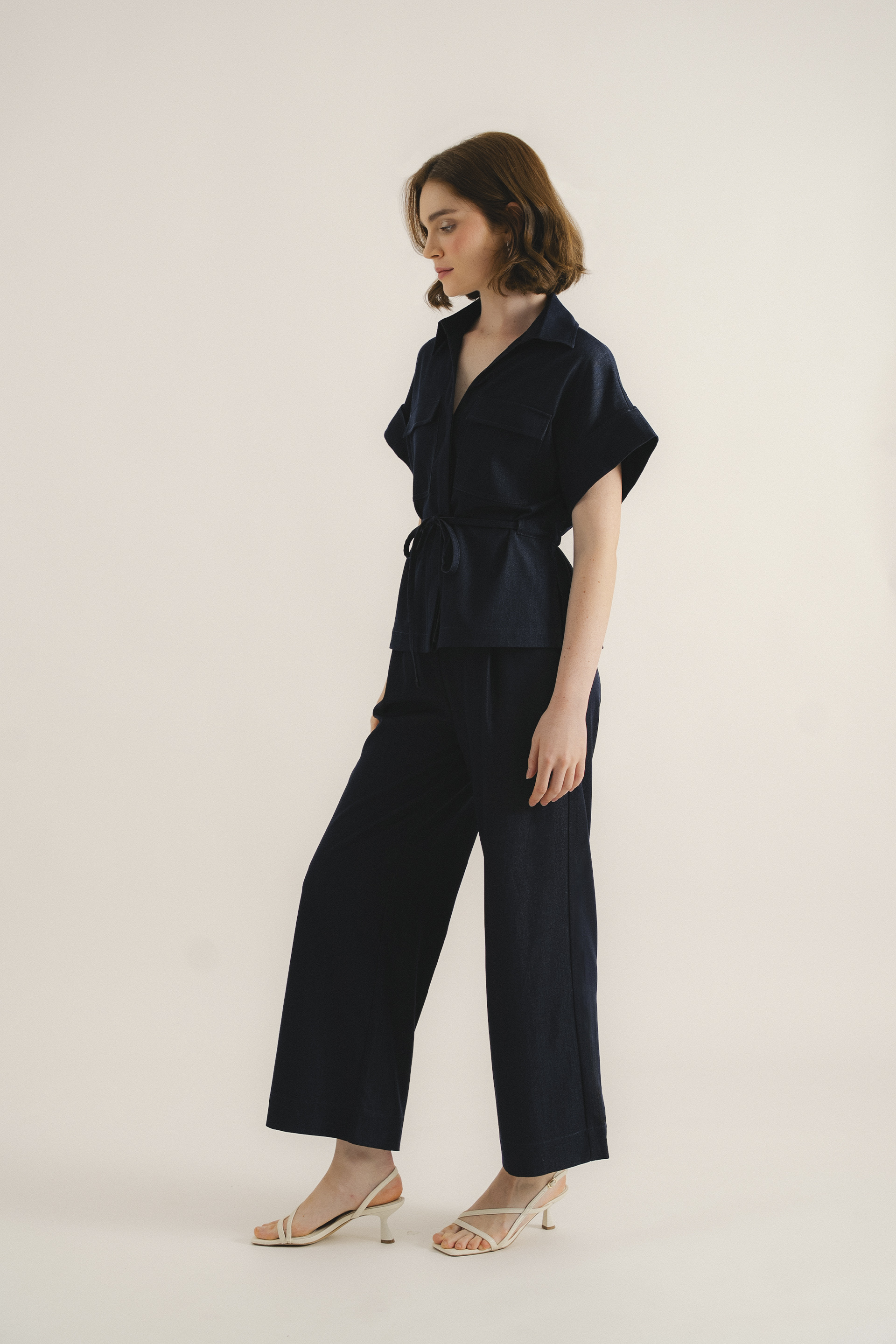 Chambray Full-Length Trousers