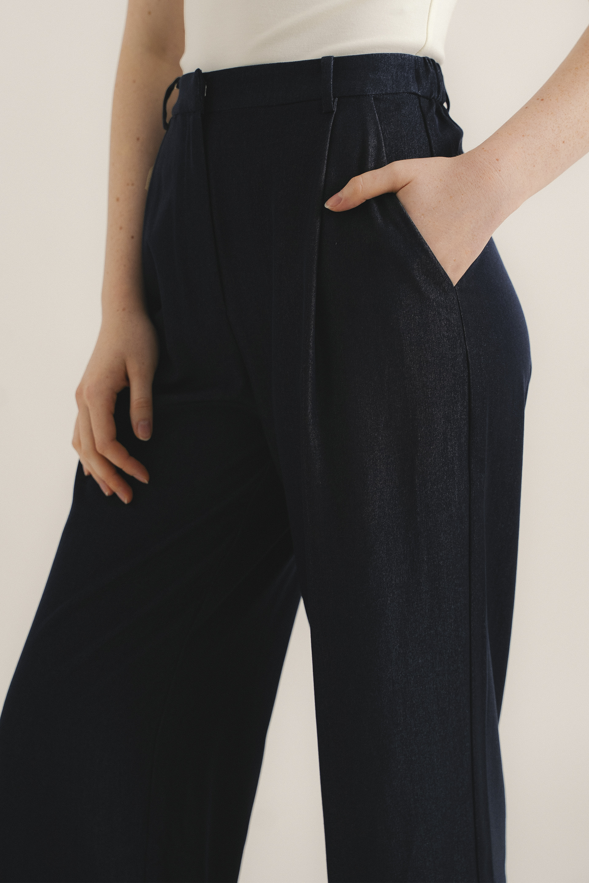 Chambray Full-Length Trousers