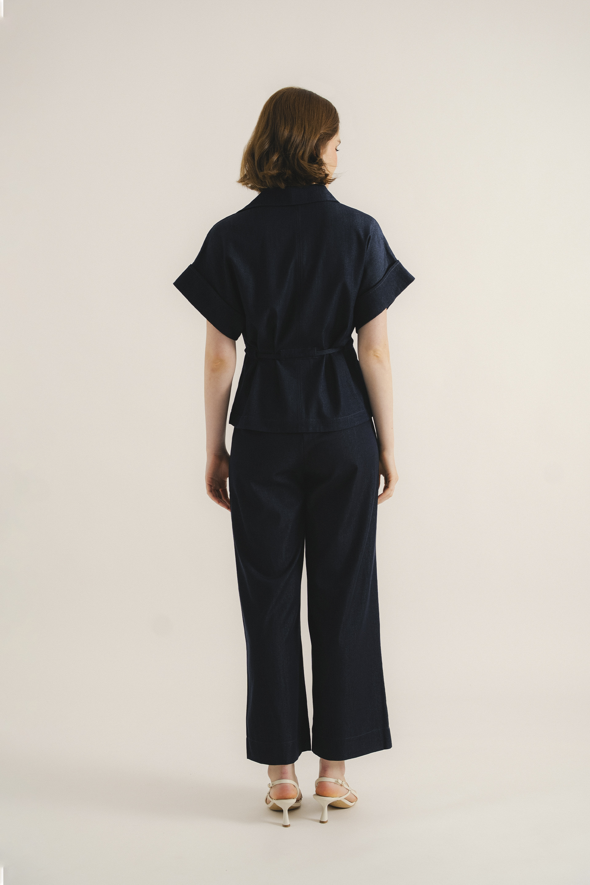 Chambray Full-Length Trousers