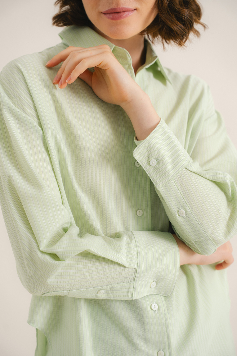 Seersucker Striped Oversized Shirt