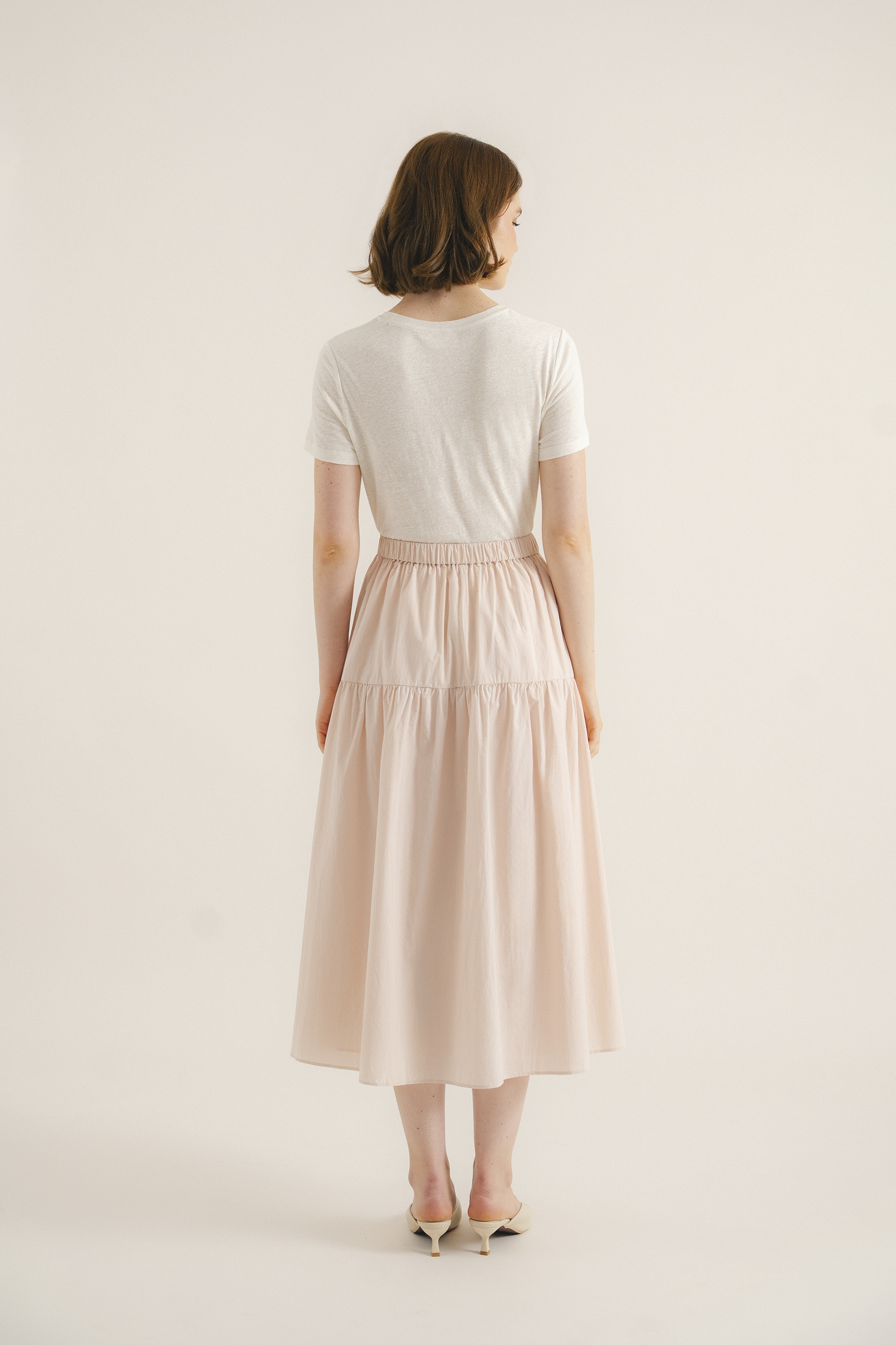 Cotton Tiered Midi Skirt