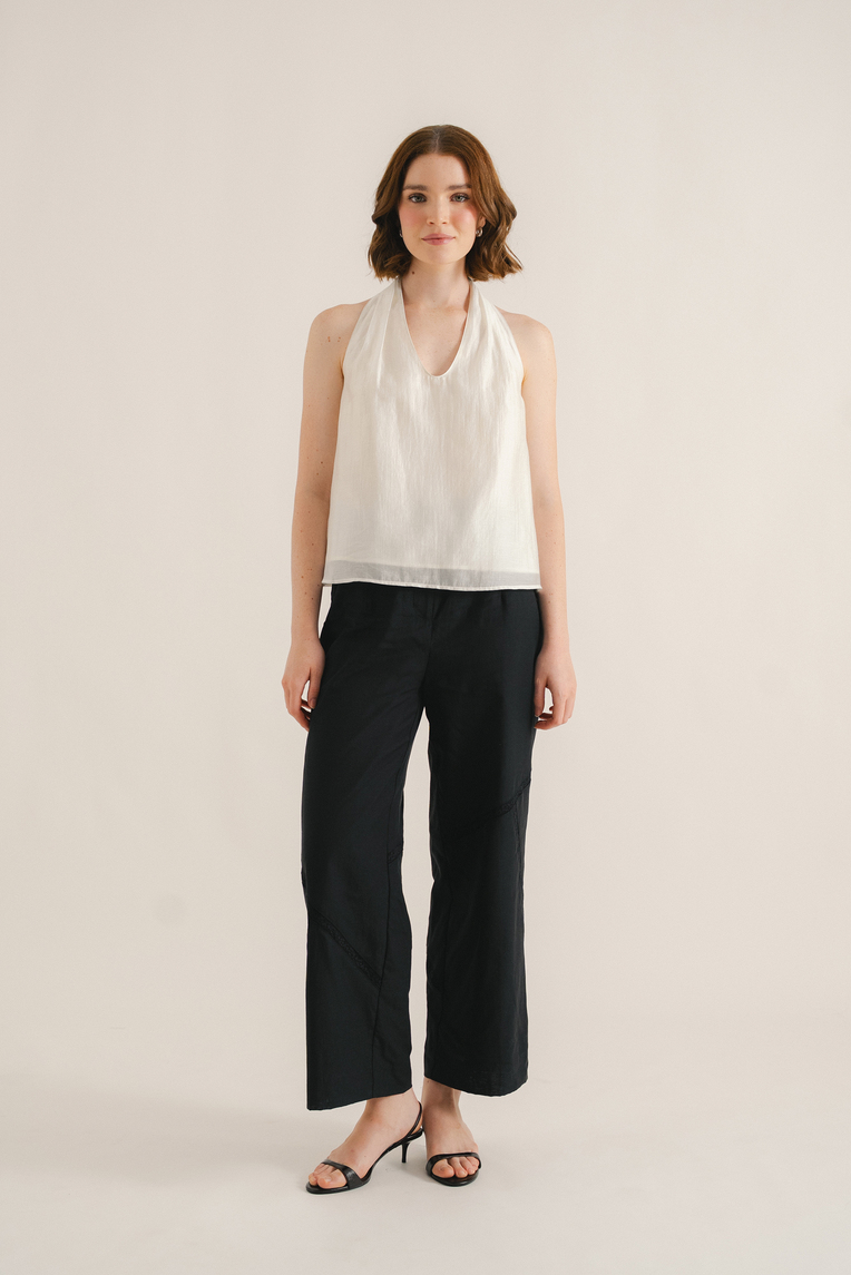 Lace-Trim Full-Length Trousers
