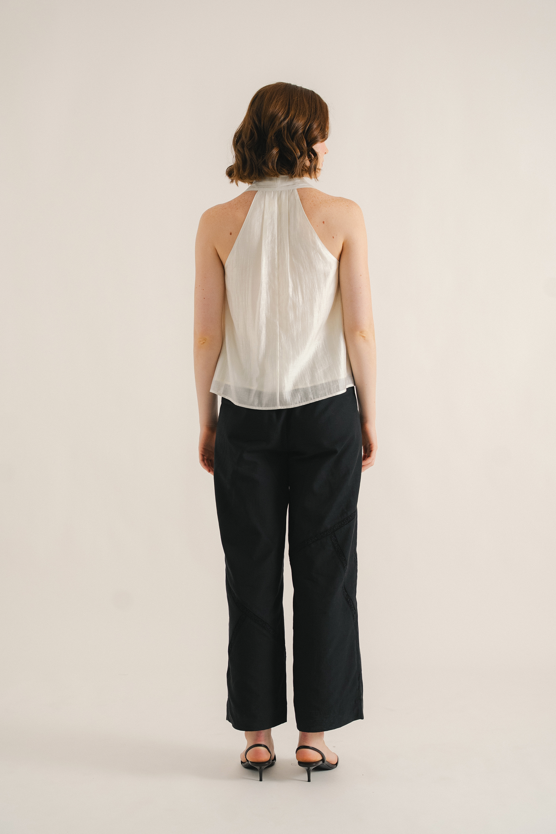 Lace-Trim Full-Length Trousers