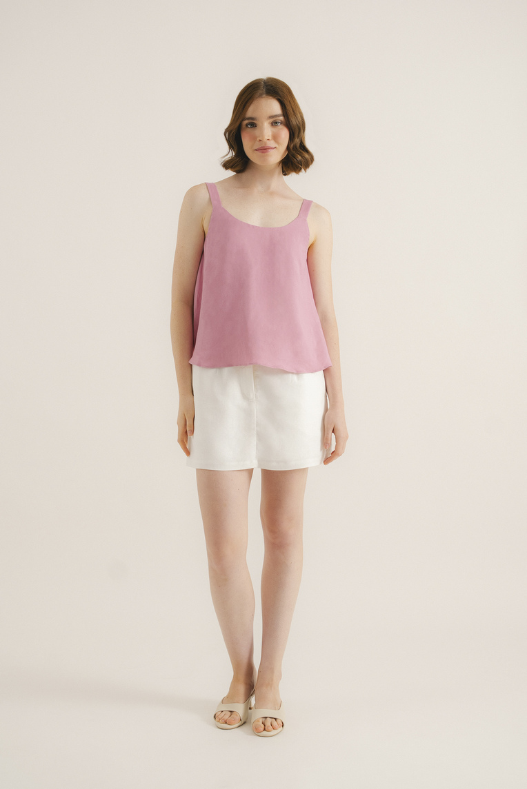 Linen Scoop-Neck Top
