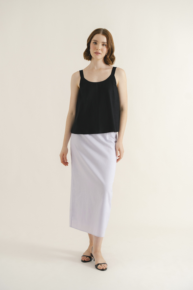 Linen Scoop-Neck Top