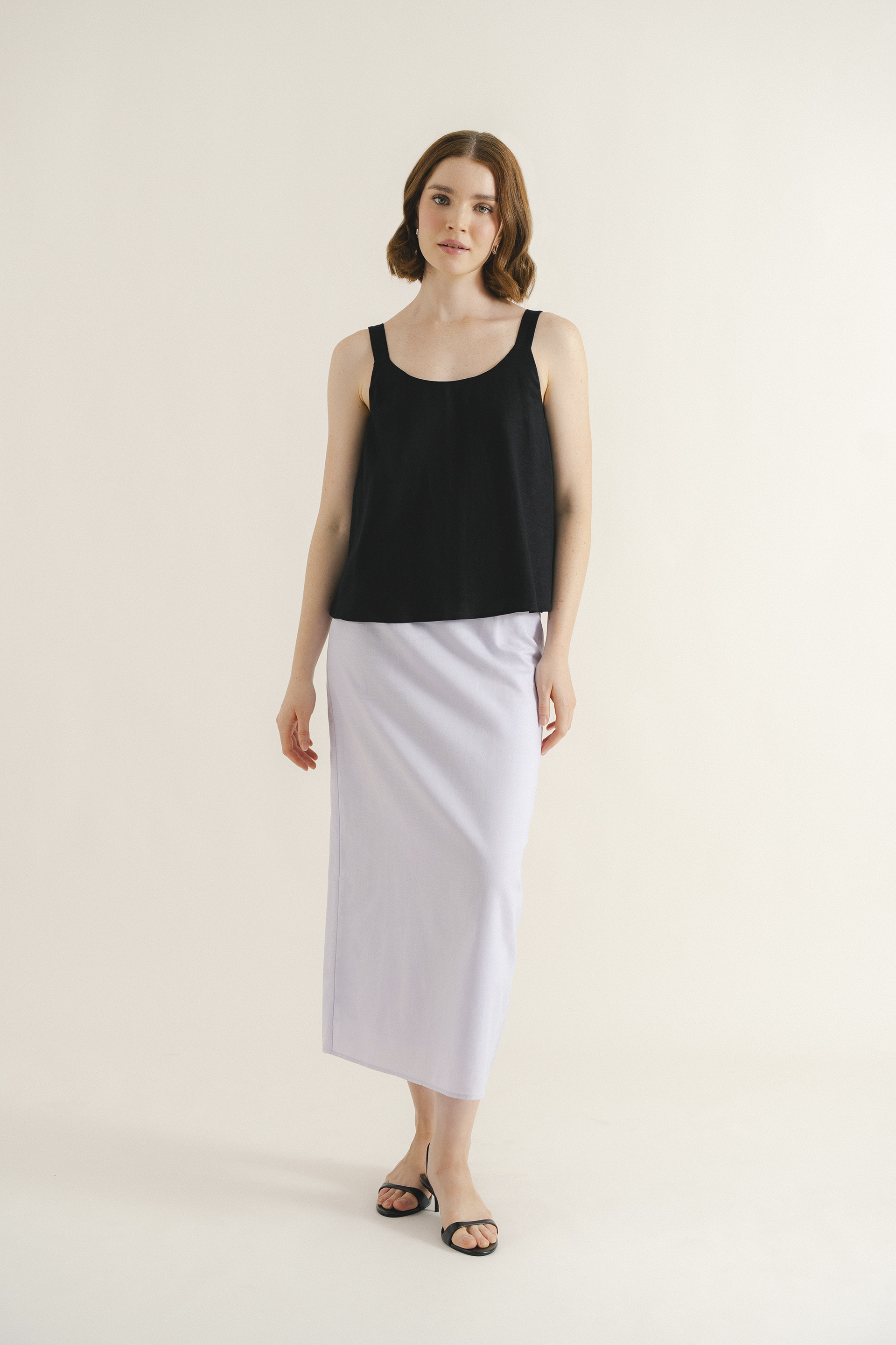 Linen Scoop-Neck Top